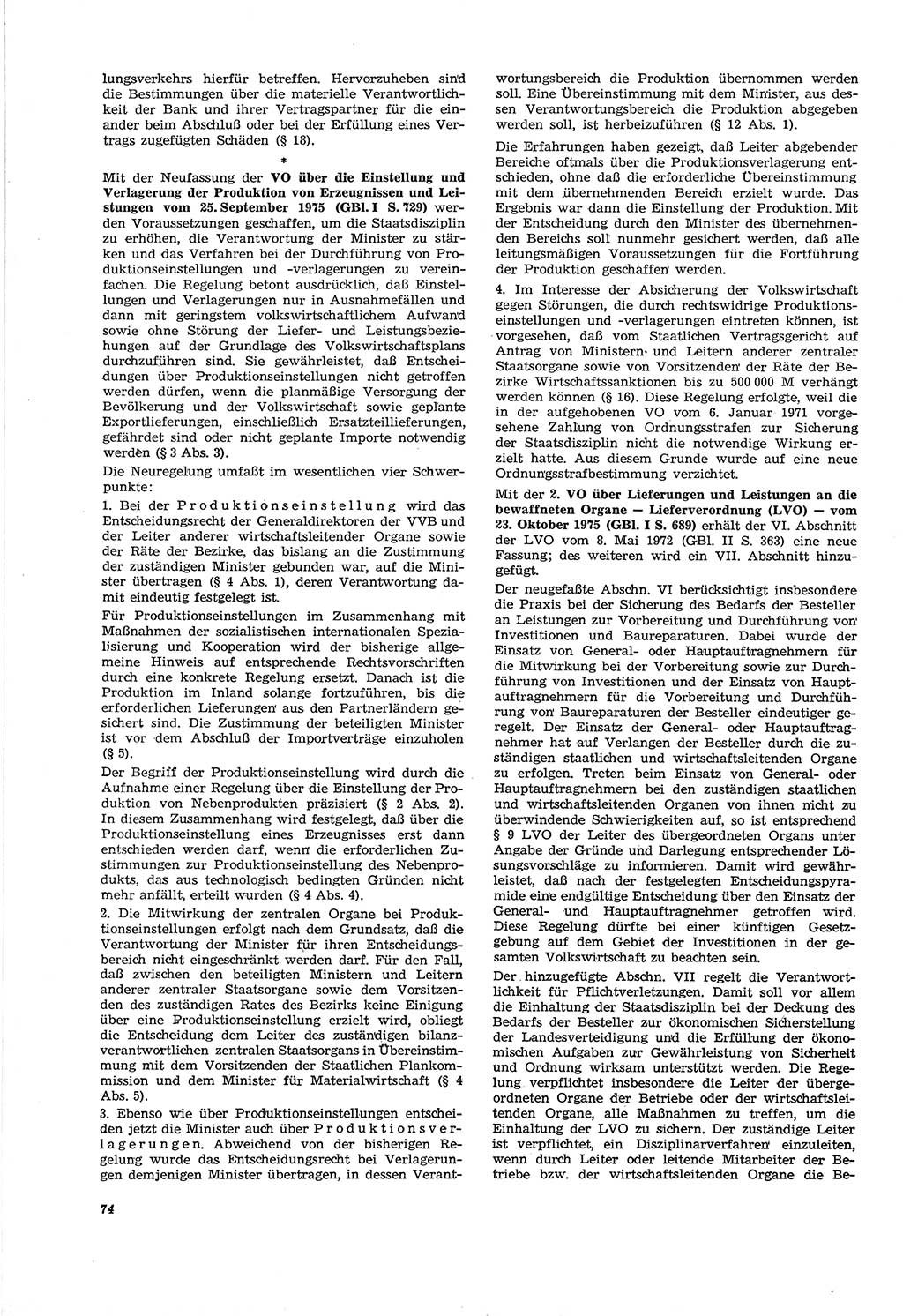 Neue Justiz (NJ), Zeitschrift für Recht und Rechtswissenschaft [Deutsche Demokratische Republik (DDR)], 30. Jahrgang 1976, Seite 74 (NJ DDR 1976, S. 74)