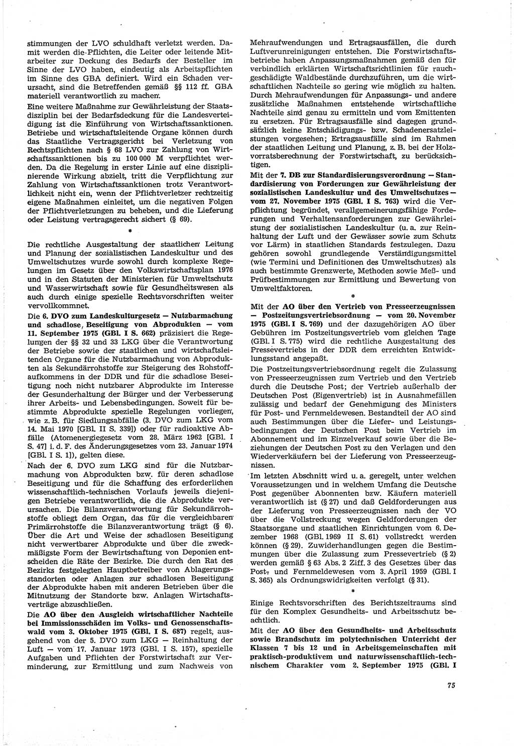 Neue Justiz (NJ), Zeitschrift für Recht und Rechtswissenschaft [Deutsche Demokratische Republik (DDR)], 30. Jahrgang 1976, Seite 75 (NJ DDR 1976, S. 75)