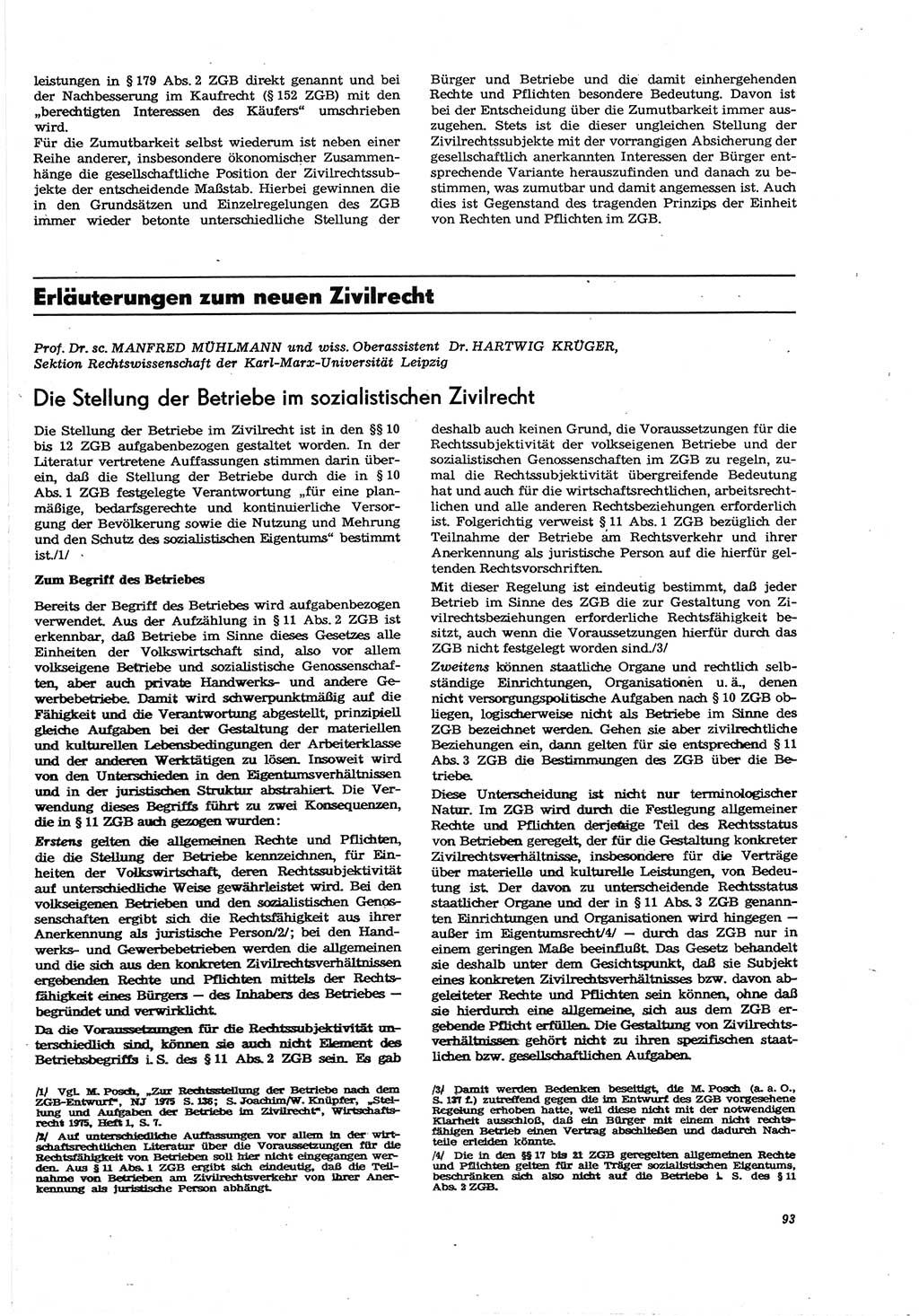 Neue Justiz (NJ), Zeitschrift für Recht und Rechtswissenschaft [Deutsche Demokratische Republik (DDR)], 30. Jahrgang 1976, Seite 93 (NJ DDR 1976, S. 93)