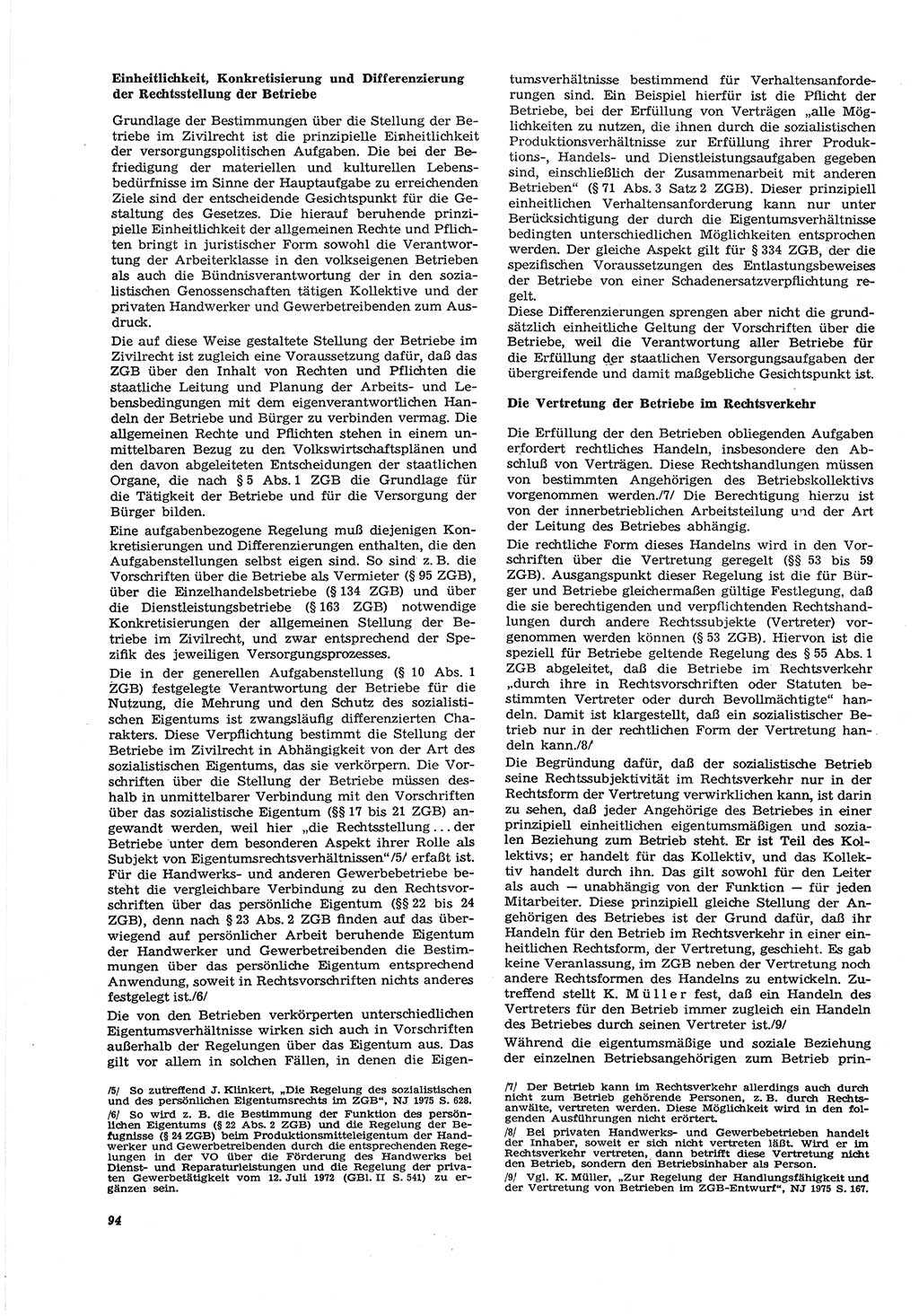 Neue Justiz (NJ), Zeitschrift für Recht und Rechtswissenschaft [Deutsche Demokratische Republik (DDR)], 30. Jahrgang 1976, Seite 94 (NJ DDR 1976, S. 94)