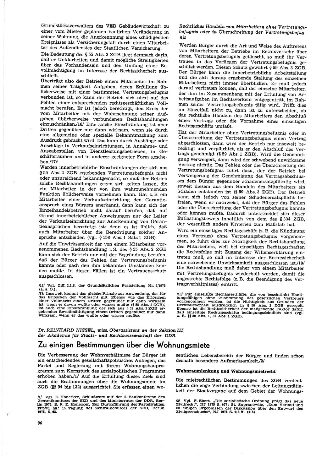 Neue Justiz (NJ), Zeitschrift für Recht und Rechtswissenschaft [Deutsche Demokratische Republik (DDR)], 30. Jahrgang 1976, Seite 96 (NJ DDR 1976, S. 96)