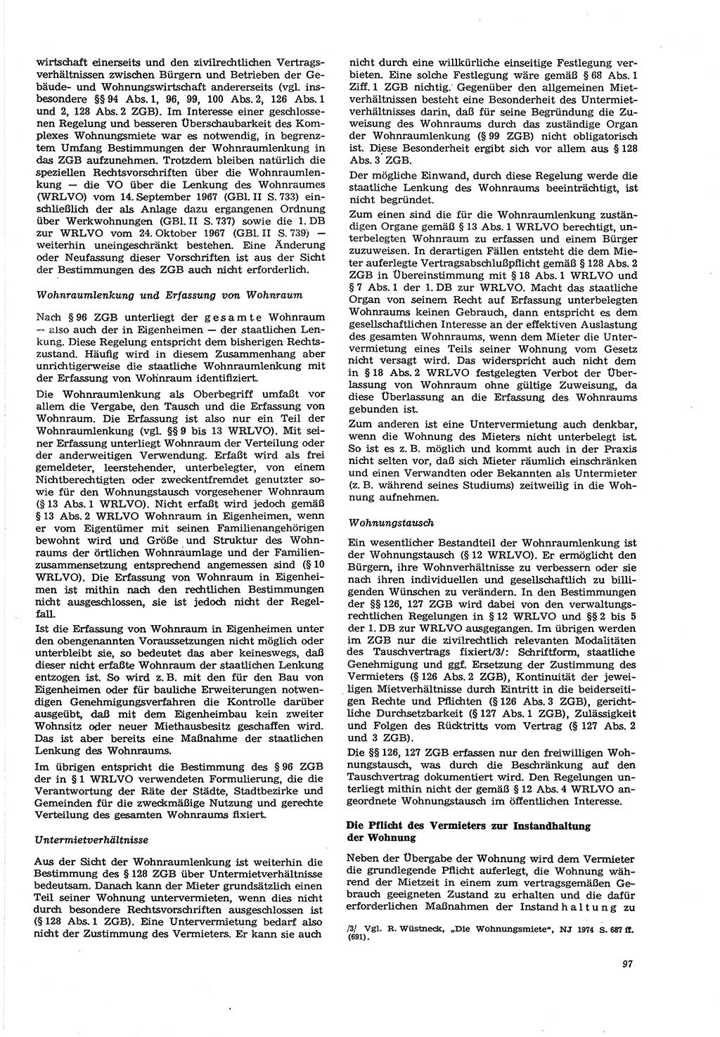 Neue Justiz (NJ), Zeitschrift für Recht und Rechtswissenschaft [Deutsche Demokratische Republik (DDR)], 30. Jahrgang 1976, Seite 97 (NJ DDR 1976, S. 97)