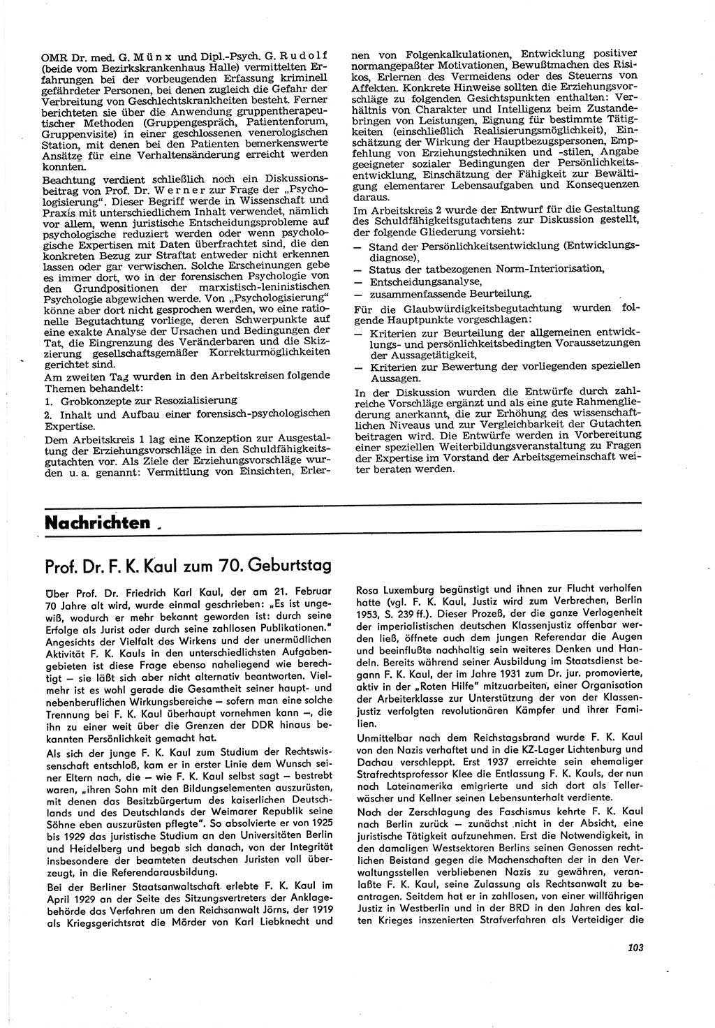 Neue Justiz (NJ), Zeitschrift für Recht und Rechtswissenschaft [Deutsche Demokratische Republik (DDR)], 30. Jahrgang 1976, Seite 103 (NJ DDR 1976, S. 103)