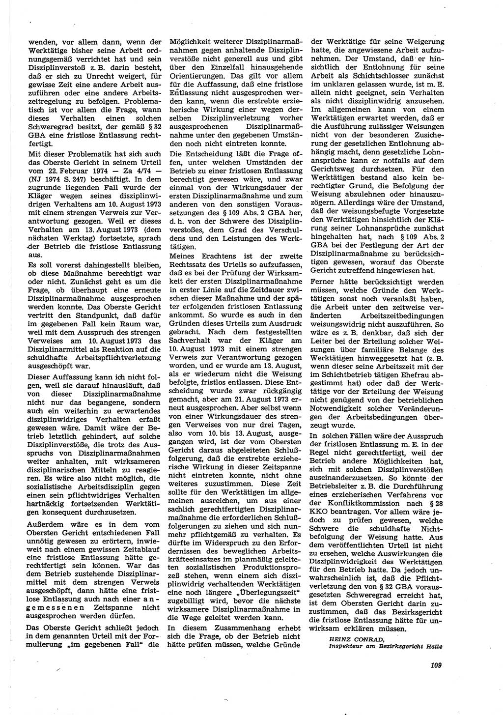 Neue Justiz (NJ), Zeitschrift für Recht und Rechtswissenschaft [Deutsche Demokratische Republik (DDR)], 30. Jahrgang 1976, Seite 109 (NJ DDR 1976, S. 109)