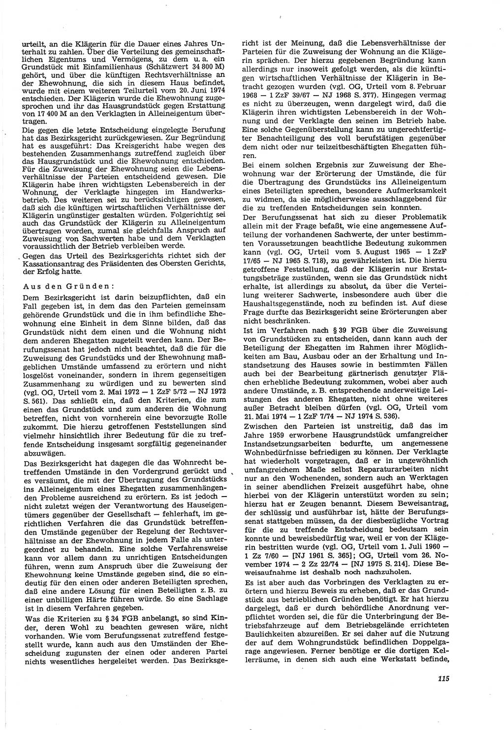Neue Justiz (NJ), Zeitschrift für Recht und Rechtswissenschaft [Deutsche Demokratische Republik (DDR)], 30. Jahrgang 1976, Seite 115 (NJ DDR 1976, S. 115)