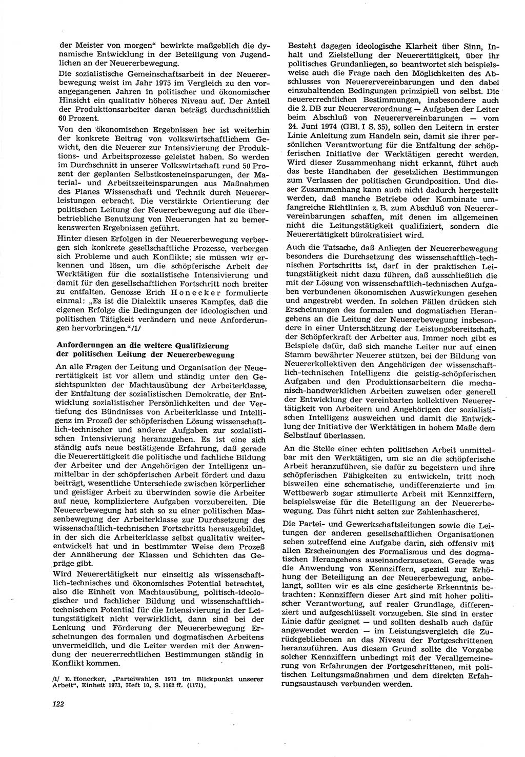 Neue Justiz (NJ), Zeitschrift für Recht und Rechtswissenschaft [Deutsche Demokratische Republik (DDR)], 30. Jahrgang 1976, Seite 122 (NJ DDR 1976, S. 122)