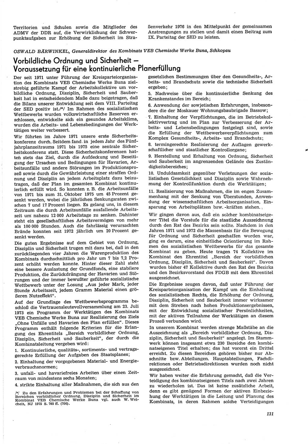 Neue Justiz (NJ), Zeitschrift für Recht und Rechtswissenschaft [Deutsche Demokratische Republik (DDR)], 30. Jahrgang 1976, Seite 131 (NJ DDR 1976, S. 131)