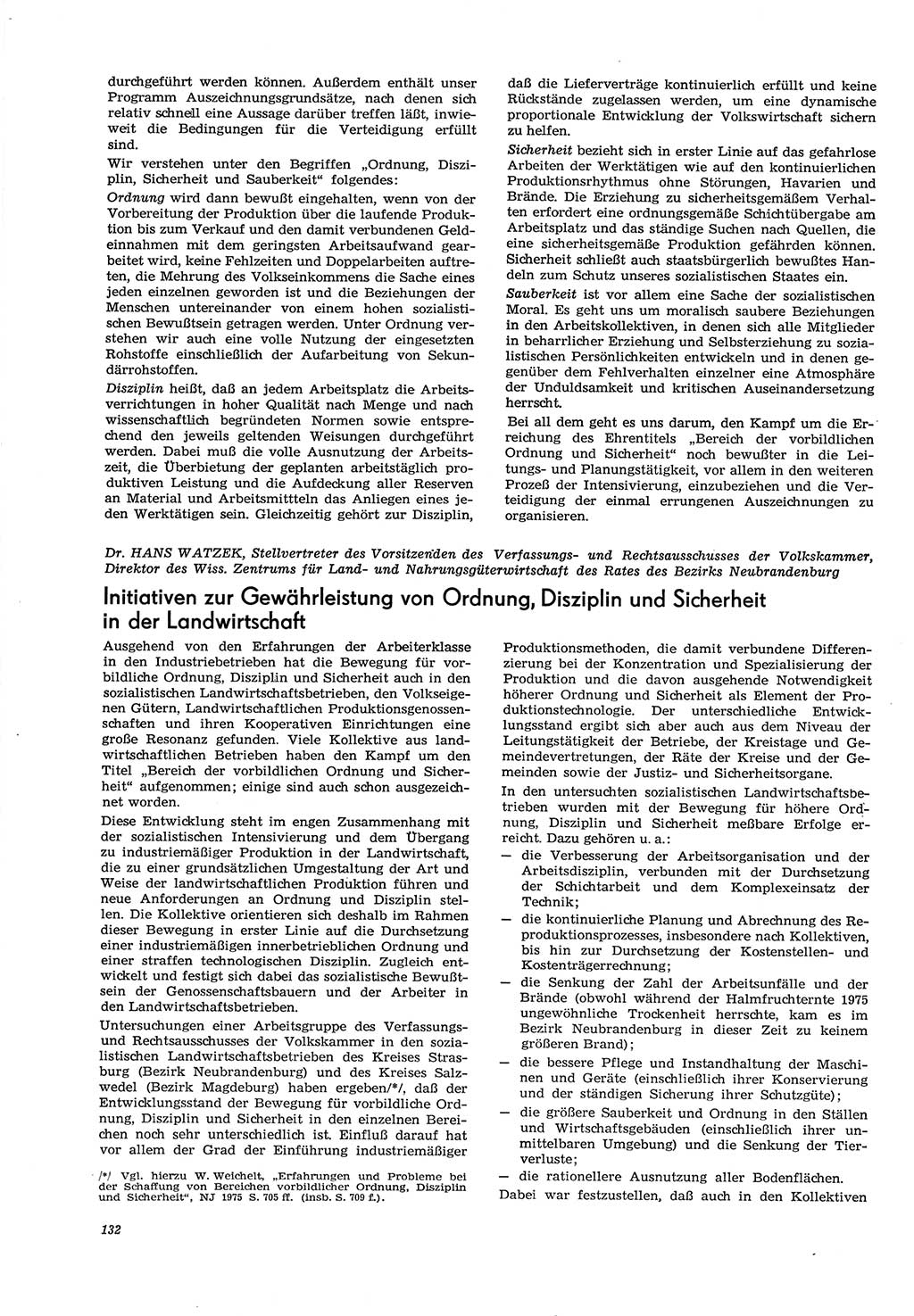 Neue Justiz (NJ), Zeitschrift für Recht und Rechtswissenschaft [Deutsche Demokratische Republik (DDR)], 30. Jahrgang 1976, Seite 132 (NJ DDR 1976, S. 132)