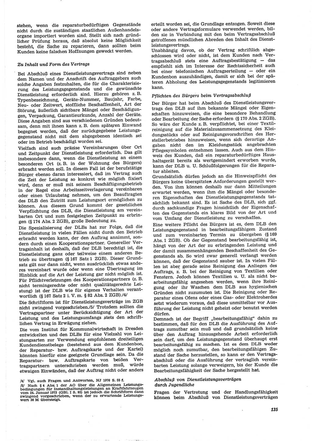 Neue Justiz (NJ), Zeitschrift für Recht und Rechtswissenschaft [Deutsche Demokratische Republik (DDR)], 30. Jahrgang 1976, Seite 135 (NJ DDR 1976, S. 135)