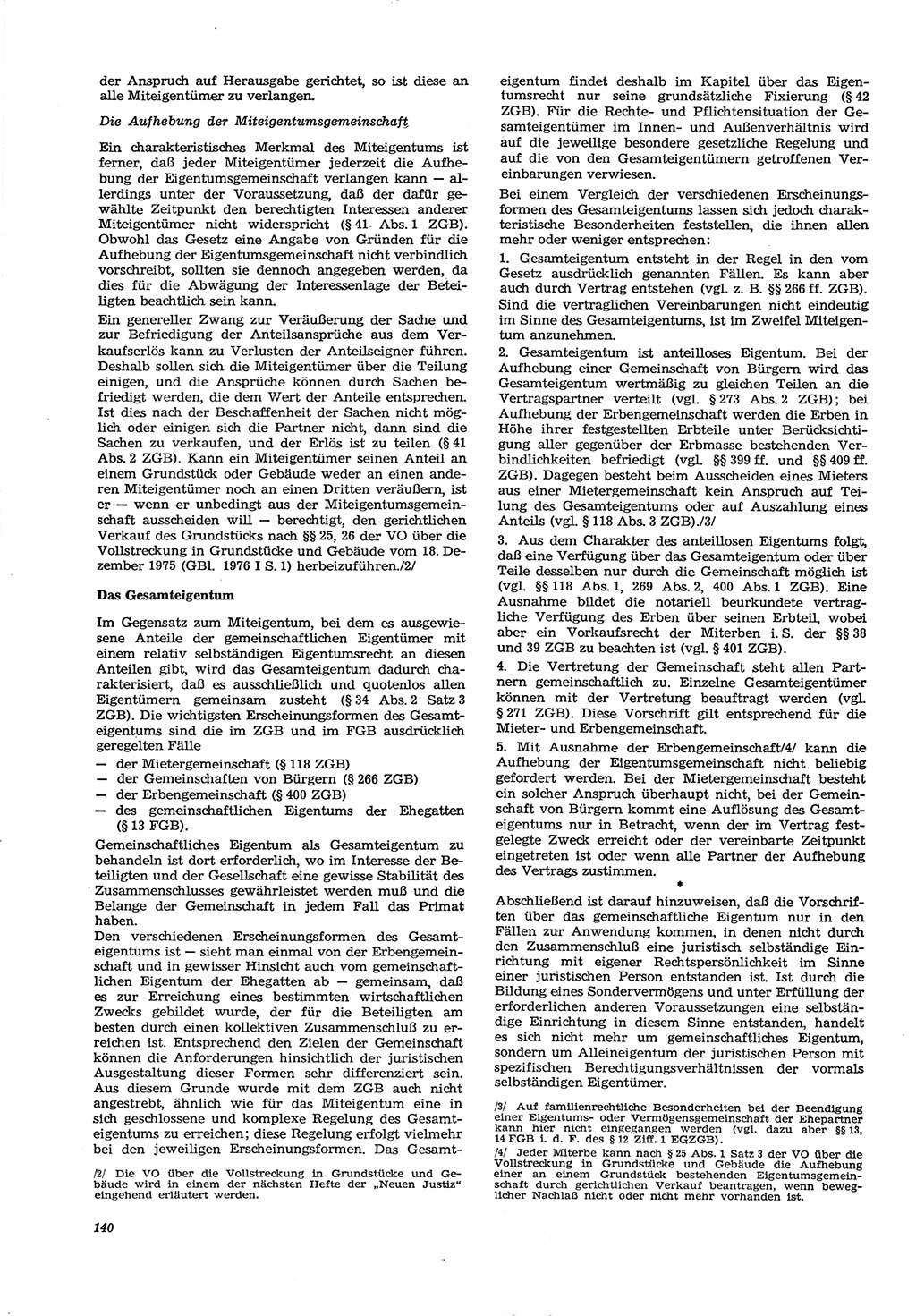 Neue Justiz (NJ), Zeitschrift für Recht und Rechtswissenschaft [Deutsche Demokratische Republik (DDR)], 30. Jahrgang 1976, Seite 140 (NJ DDR 1976, S. 140)