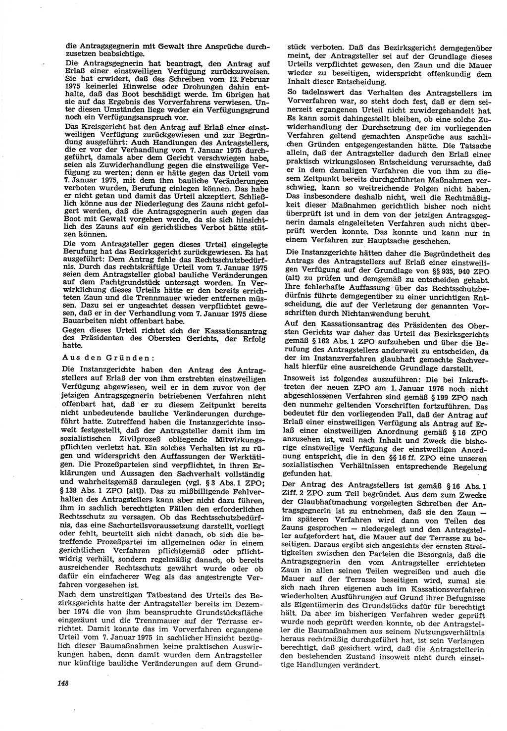 Neue Justiz (NJ), Zeitschrift für Recht und Rechtswissenschaft [Deutsche Demokratische Republik (DDR)], 30. Jahrgang 1976, Seite 148 (NJ DDR 1976, S. 148)