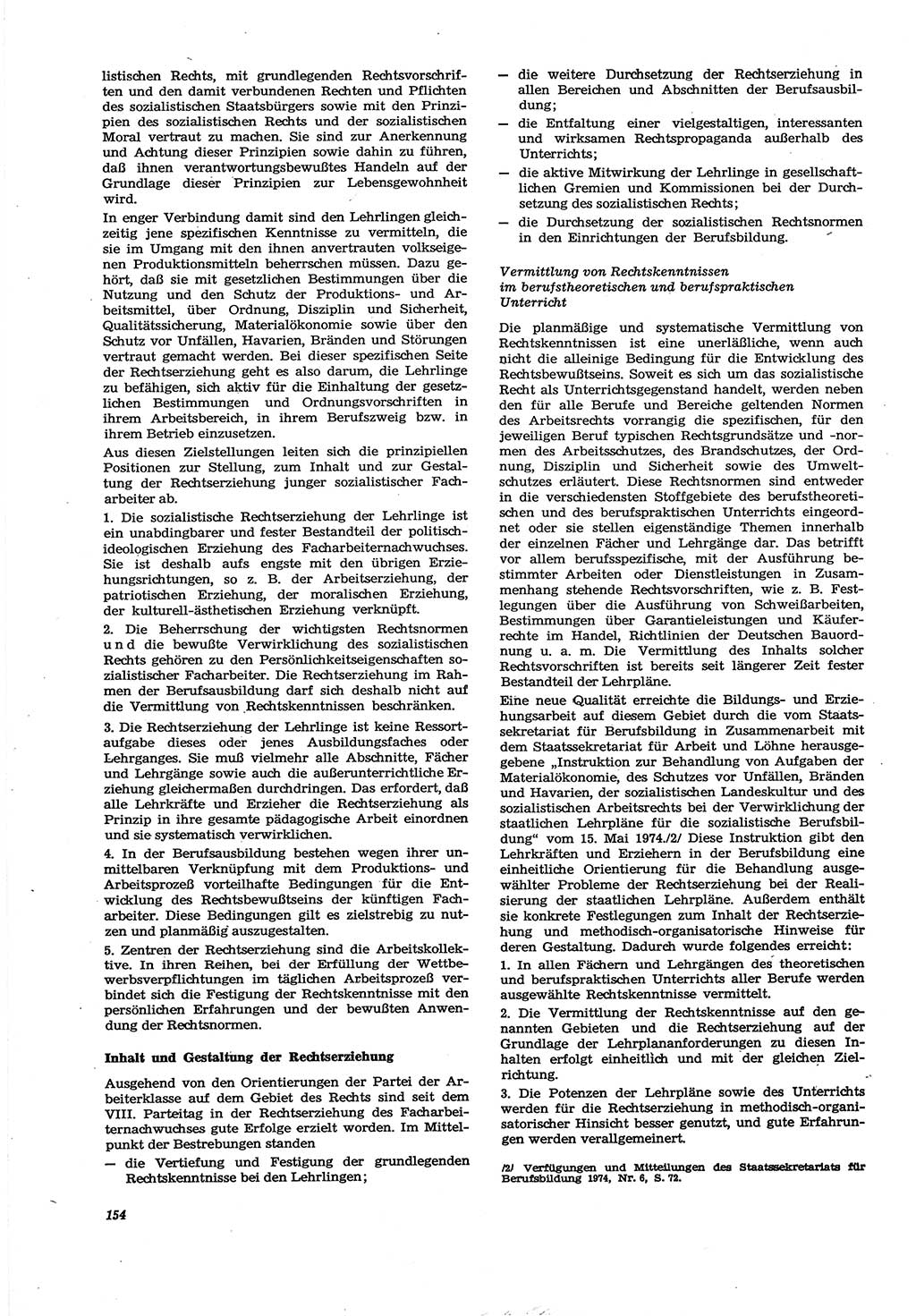 Neue Justiz (NJ), Zeitschrift für Recht und Rechtswissenschaft [Deutsche Demokratische Republik (DDR)], 30. Jahrgang 1976, Seite 154 (NJ DDR 1976, S. 154)