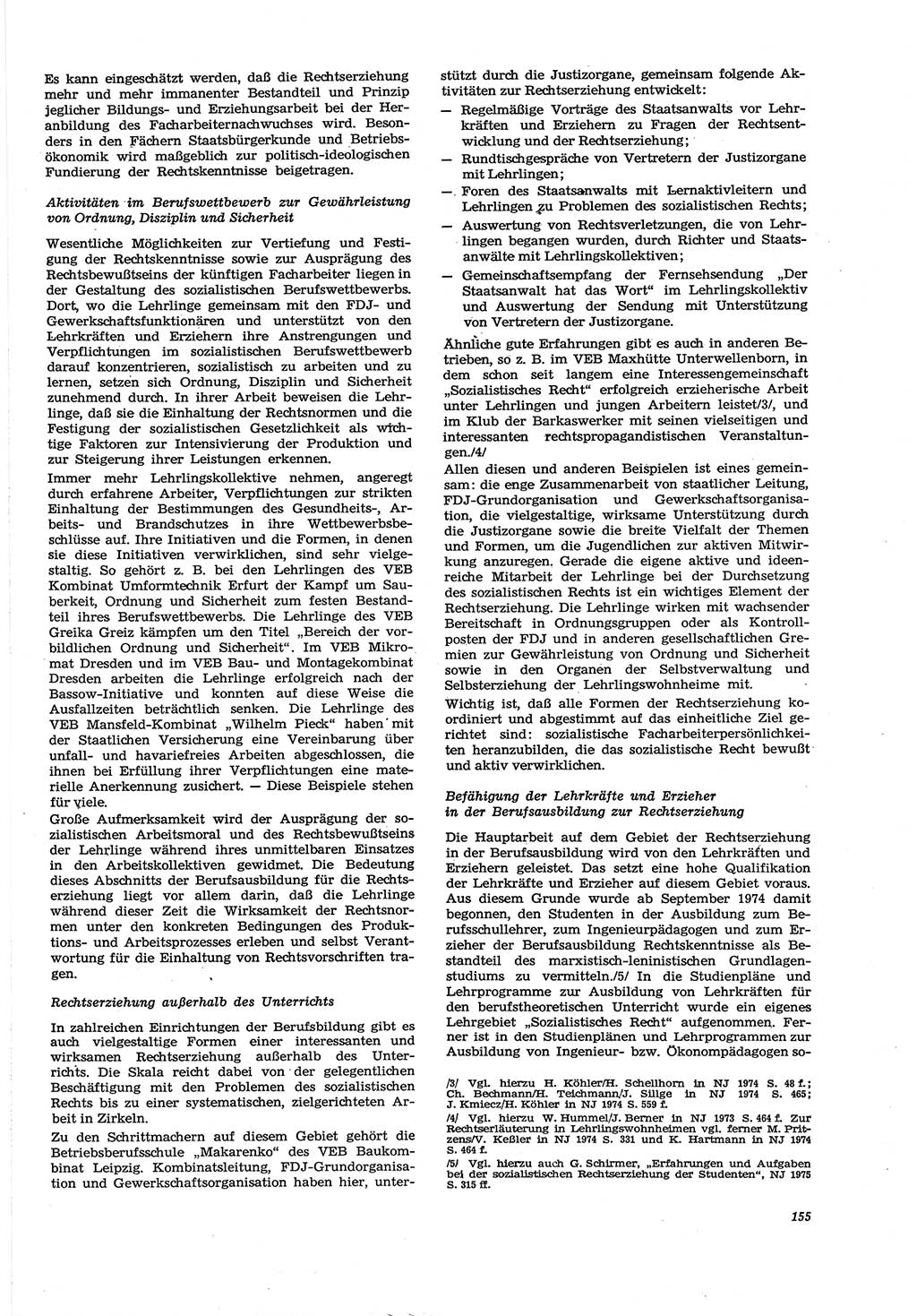 Neue Justiz (NJ), Zeitschrift für Recht und Rechtswissenschaft [Deutsche Demokratische Republik (DDR)], 30. Jahrgang 1976, Seite 155 (NJ DDR 1976, S. 155)