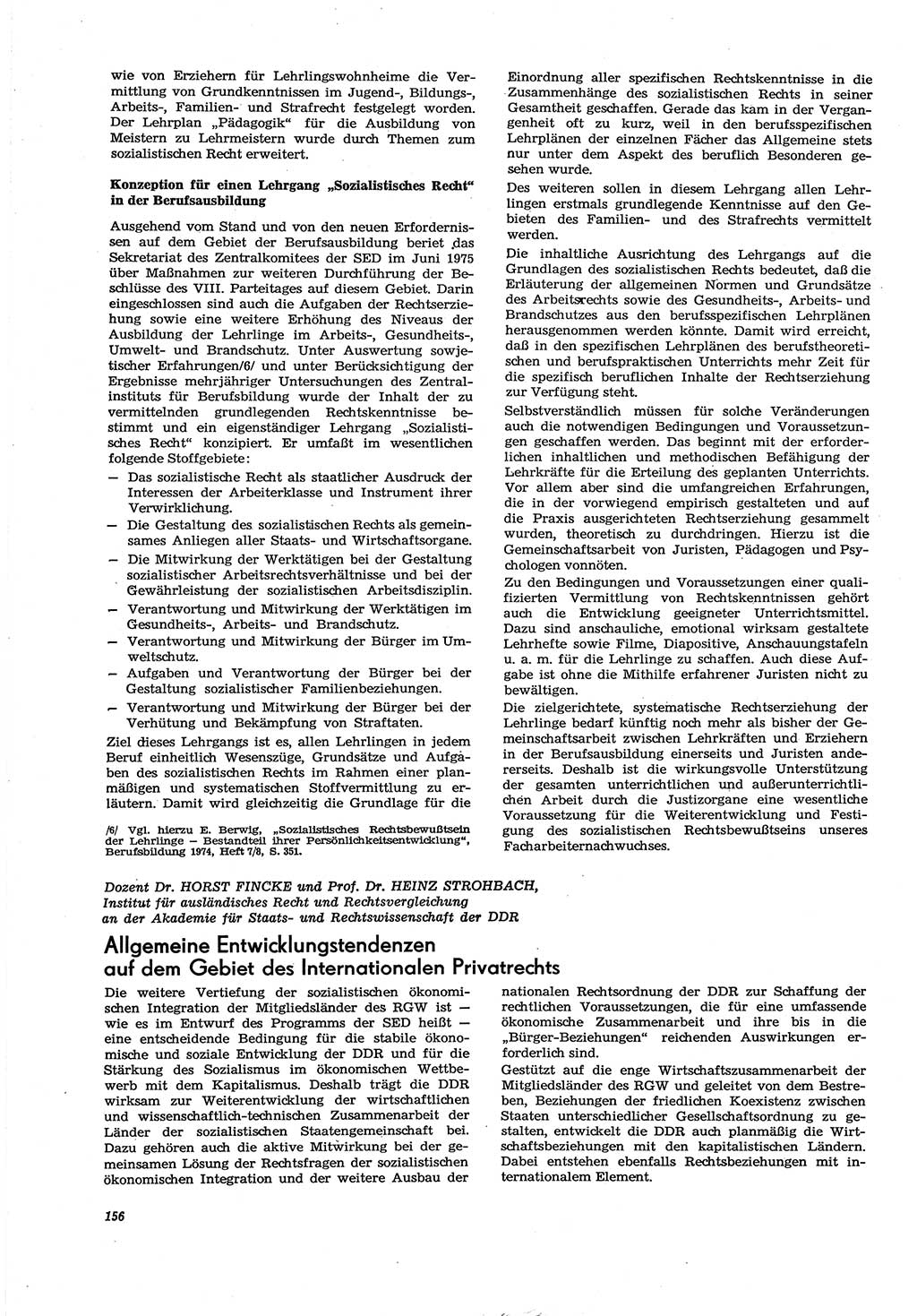Neue Justiz (NJ), Zeitschrift für Recht und Rechtswissenschaft [Deutsche Demokratische Republik (DDR)], 30. Jahrgang 1976, Seite 156 (NJ DDR 1976, S. 156)