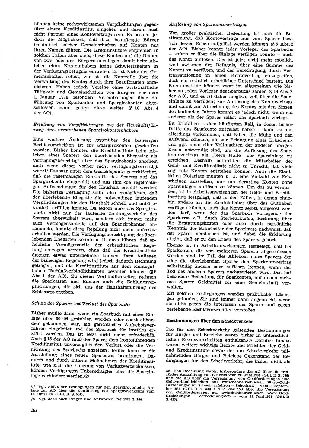 Neue Justiz (NJ), Zeitschrift für Recht und Rechtswissenschaft [Deutsche Demokratische Republik (DDR)], 30. Jahrgang 1976, Seite 162 (NJ DDR 1976, S. 162)
