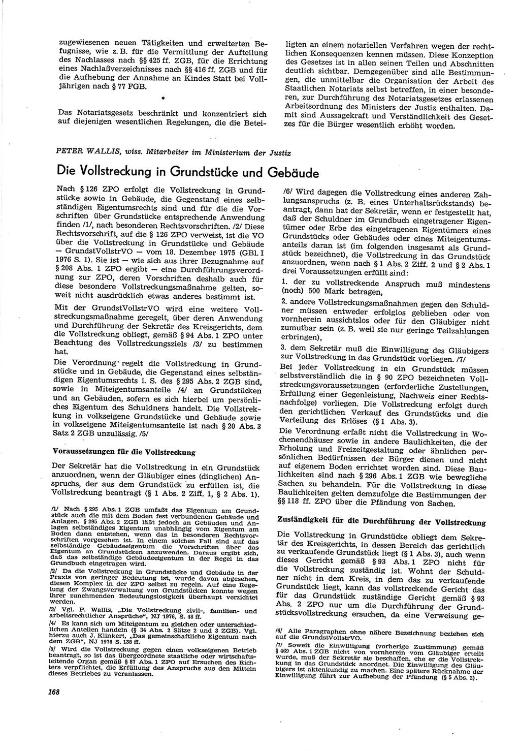 Neue Justiz (NJ), Zeitschrift für Recht und Rechtswissenschaft [Deutsche Demokratische Republik (DDR)], 30. Jahrgang 1976, Seite 168 (NJ DDR 1976, S. 168)