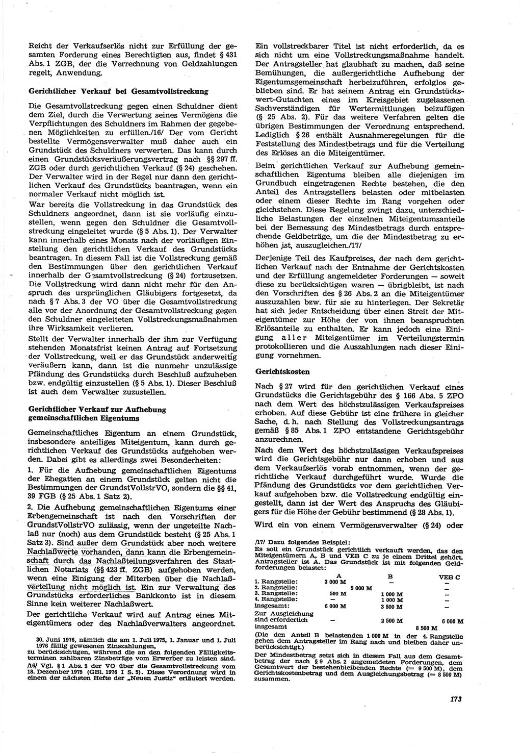 Neue Justiz (NJ), Zeitschrift für Recht und Rechtswissenschaft [Deutsche Demokratische Republik (DDR)], 30. Jahrgang 1976, Seite 173 (NJ DDR 1976, S. 173)