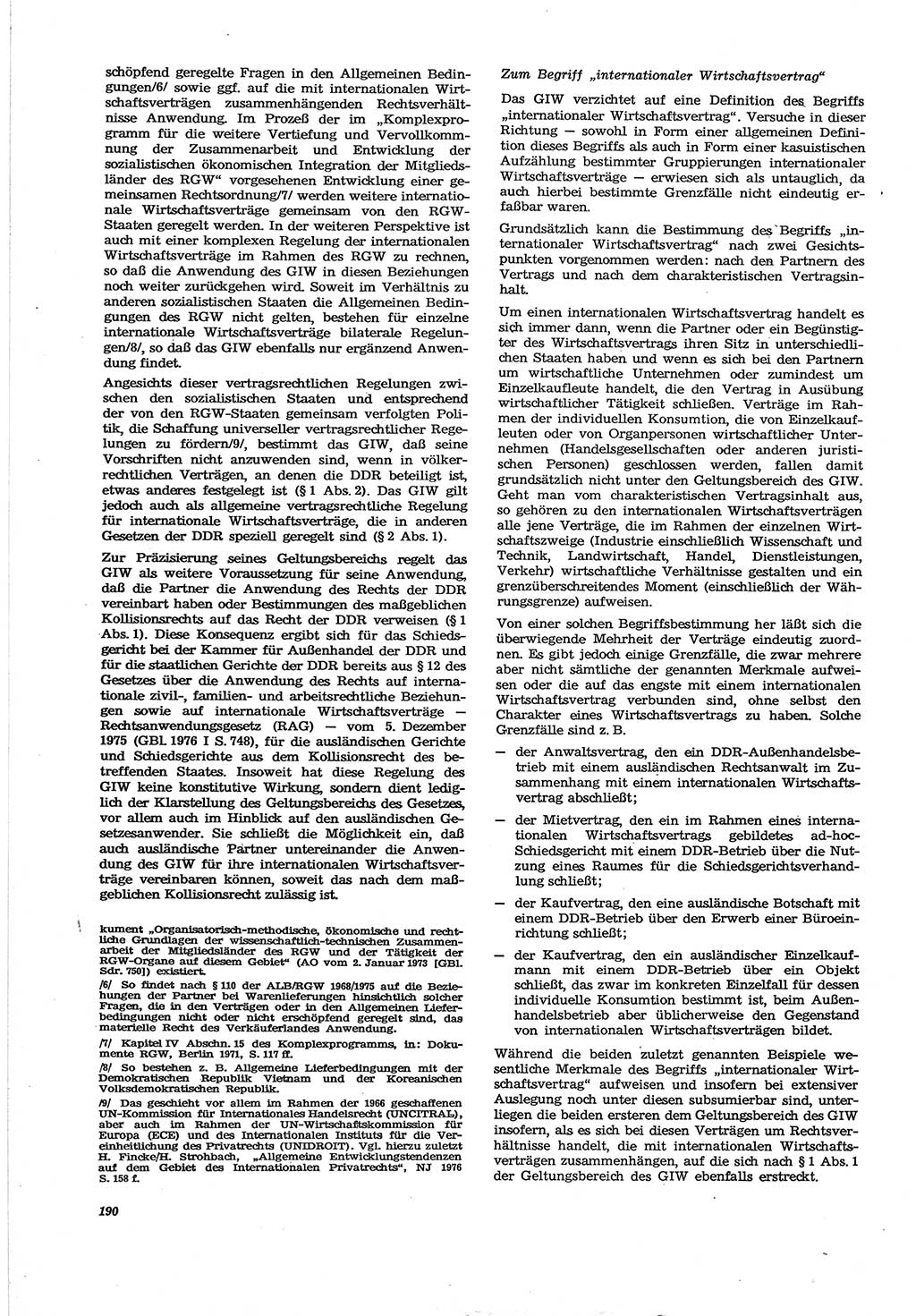 Neue Justiz (NJ), Zeitschrift für Recht und Rechtswissenschaft [Deutsche Demokratische Republik (DDR)], 30. Jahrgang 1976, Seite 190 (NJ DDR 1976, S. 190)