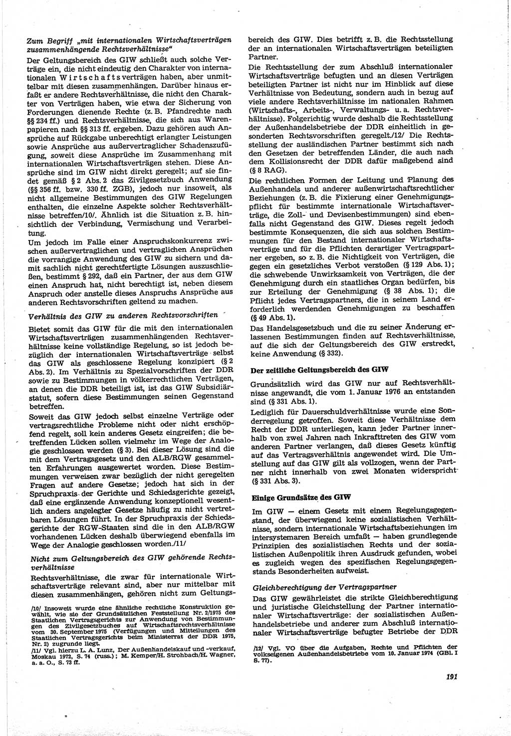 Neue Justiz (NJ), Zeitschrift für Recht und Rechtswissenschaft [Deutsche Demokratische Republik (DDR)], 30. Jahrgang 1976, Seite 191 (NJ DDR 1976, S. 191)
