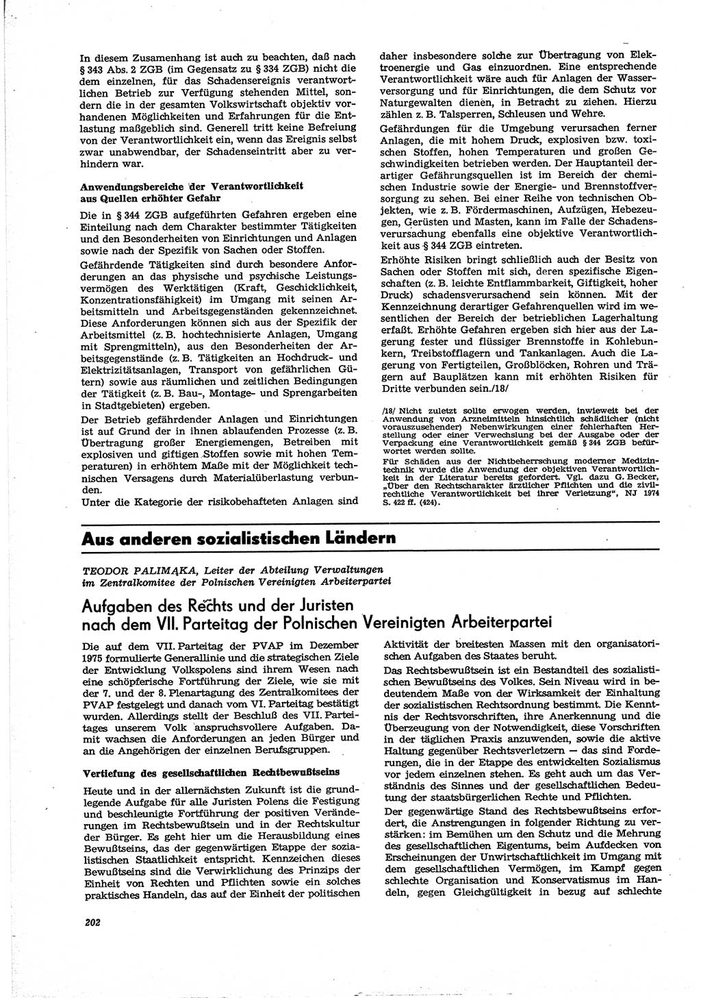 Neue Justiz (NJ), Zeitschrift für Recht und Rechtswissenschaft [Deutsche Demokratische Republik (DDR)], 30. Jahrgang 1976, Seite 202 (NJ DDR 1976, S. 202)