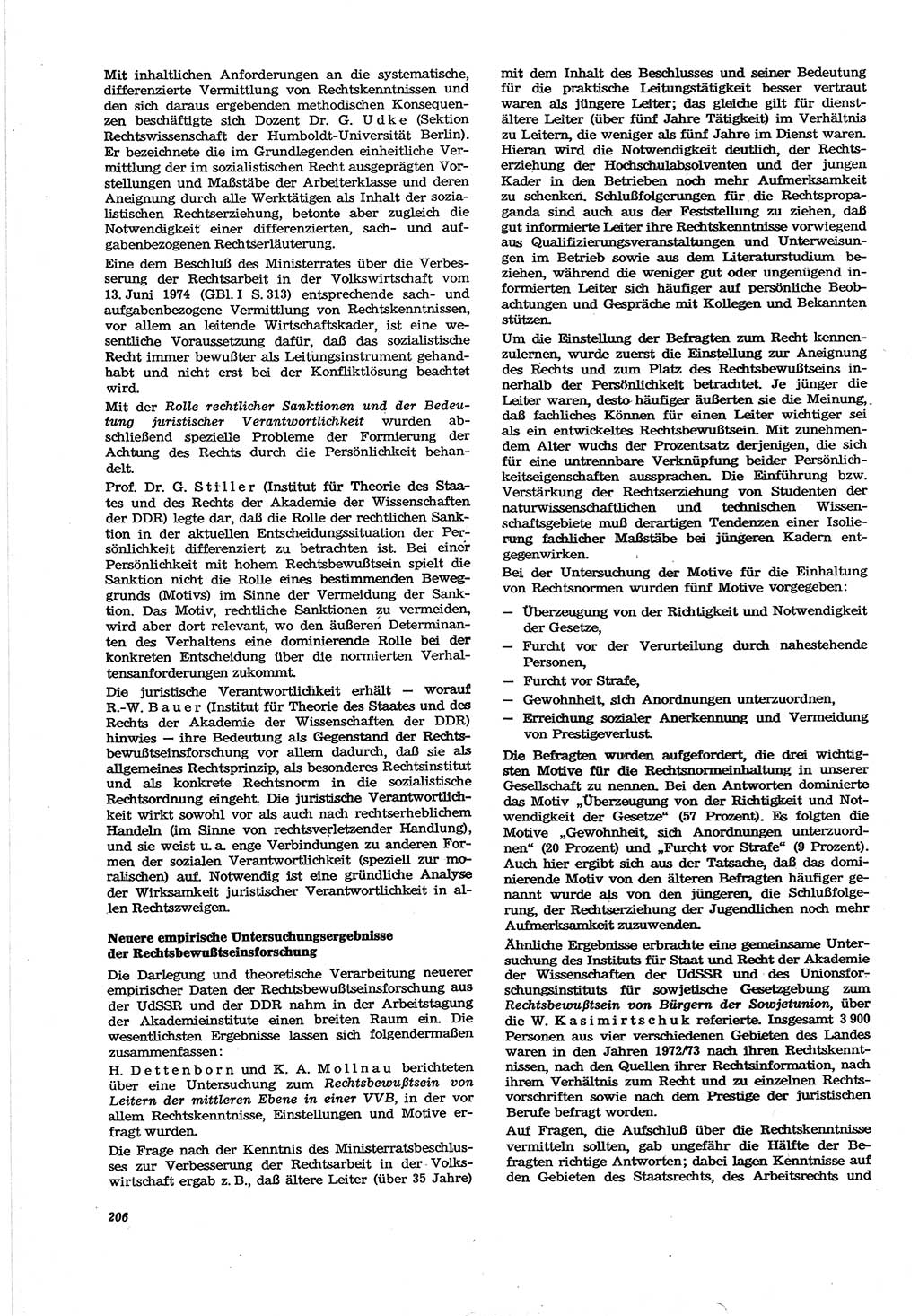 Neue Justiz (NJ), Zeitschrift für Recht und Rechtswissenschaft [Deutsche Demokratische Republik (DDR)], 30. Jahrgang 1976, Seite 206 (NJ DDR 1976, S. 206)