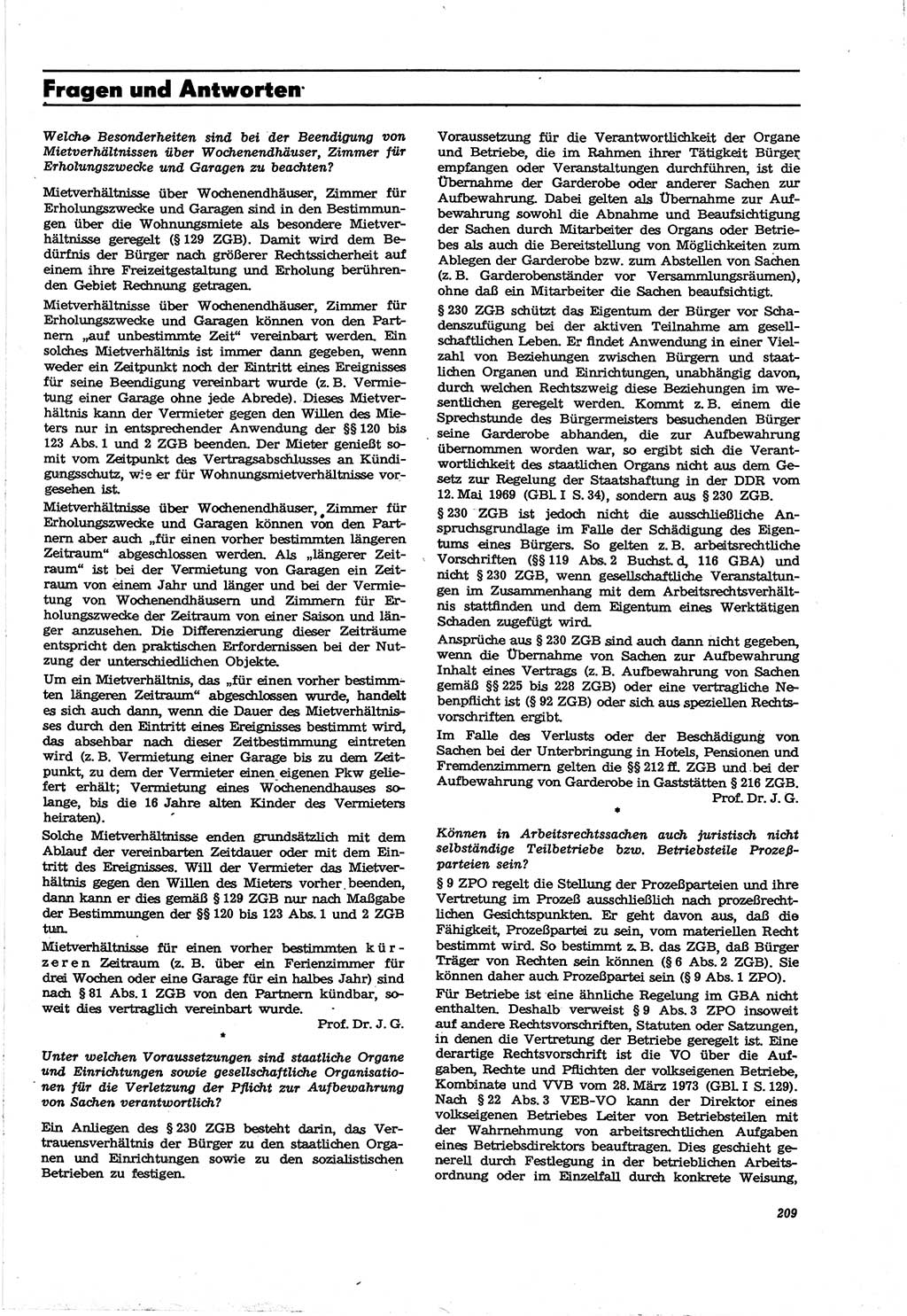 Neue Justiz (NJ), Zeitschrift für Recht und Rechtswissenschaft [Deutsche Demokratische Republik (DDR)], 30. Jahrgang 1976, Seite 209 (NJ DDR 1976, S. 209)