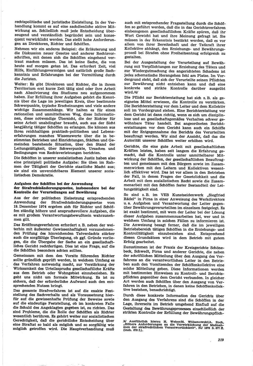 Neue Justiz (NJ), Zeitschrift für Recht und Rechtswissenschaft [Deutsche Demokratische Republik (DDR)], 30. Jahrgang 1976, Seite 219 (NJ DDR 1976, S. 219)