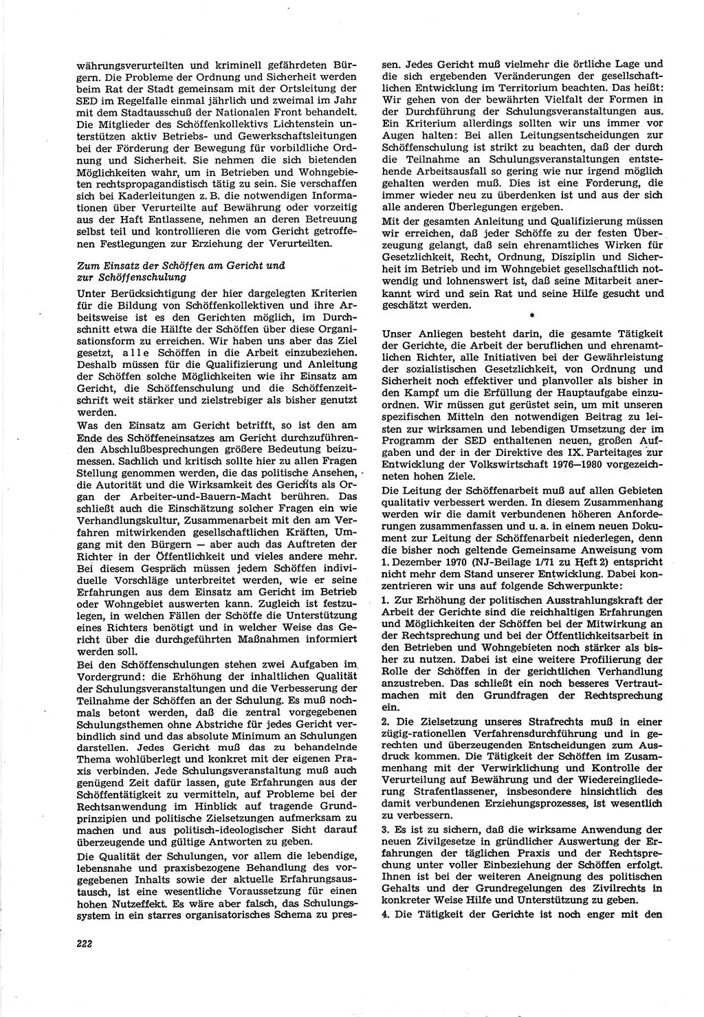 Neue Justiz (NJ), Zeitschrift für Recht und Rechtswissenschaft [Deutsche Demokratische Republik (DDR)], 30. Jahrgang 1976, Seite 222 (NJ DDR 1976, S. 222)