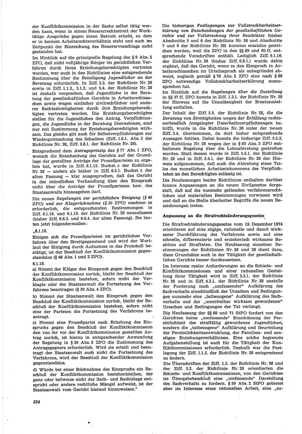 Neue Justiz (NJ), Zeitschrift für Recht und Rechtswissenschaft [Deutsche Demokratische Republik (DDR)], 30. Jahrgang 1976, Seite 224 (NJ DDR 1976, S. 224)