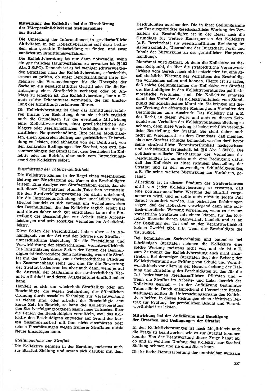 Neue Justiz (NJ), Zeitschrift für Recht und Rechtswissenschaft [Deutsche Demokratische Republik (DDR)], 30. Jahrgang 1976, Seite 227 (NJ DDR 1976, S. 227)