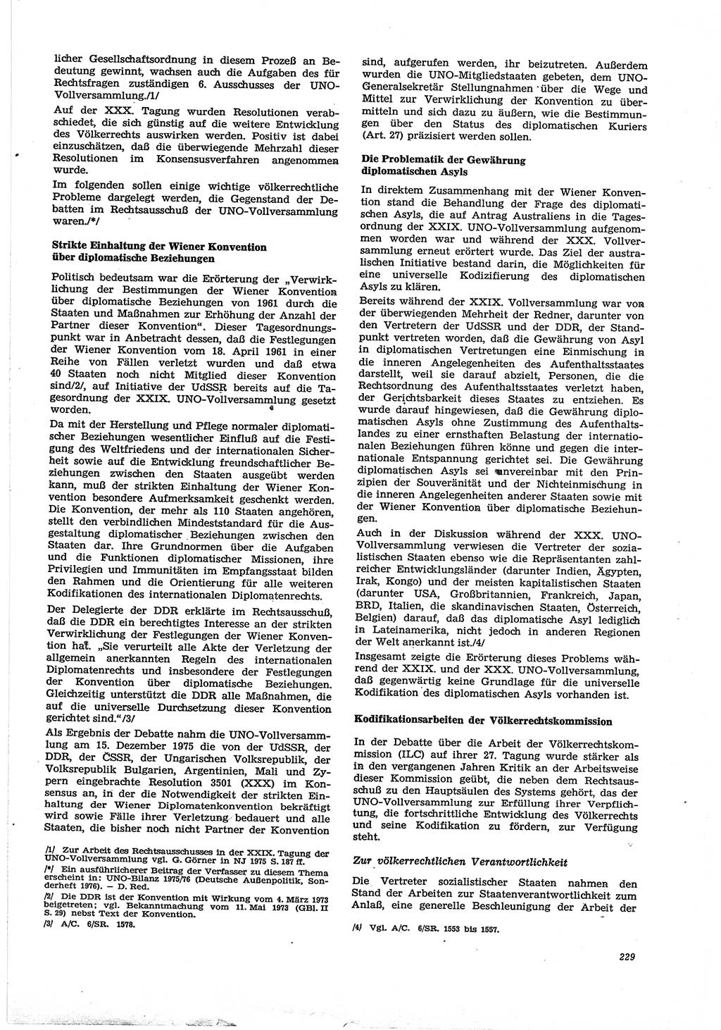 Neue Justiz (NJ), Zeitschrift für Recht und Rechtswissenschaft [Deutsche Demokratische Republik (DDR)], 30. Jahrgang 1976, Seite 229 (NJ DDR 1976, S. 229)
