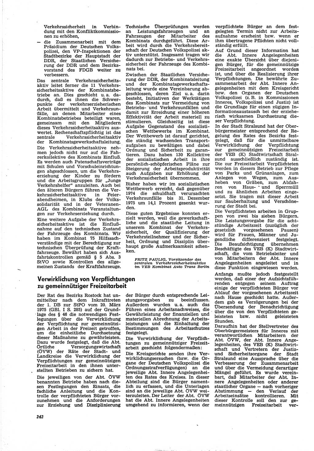 Neue Justiz (NJ), Zeitschrift für Recht und Rechtswissenschaft [Deutsche Demokratische Republik (DDR)], 30. Jahrgang 1976, Seite 242 (NJ DDR 1976, S. 242)