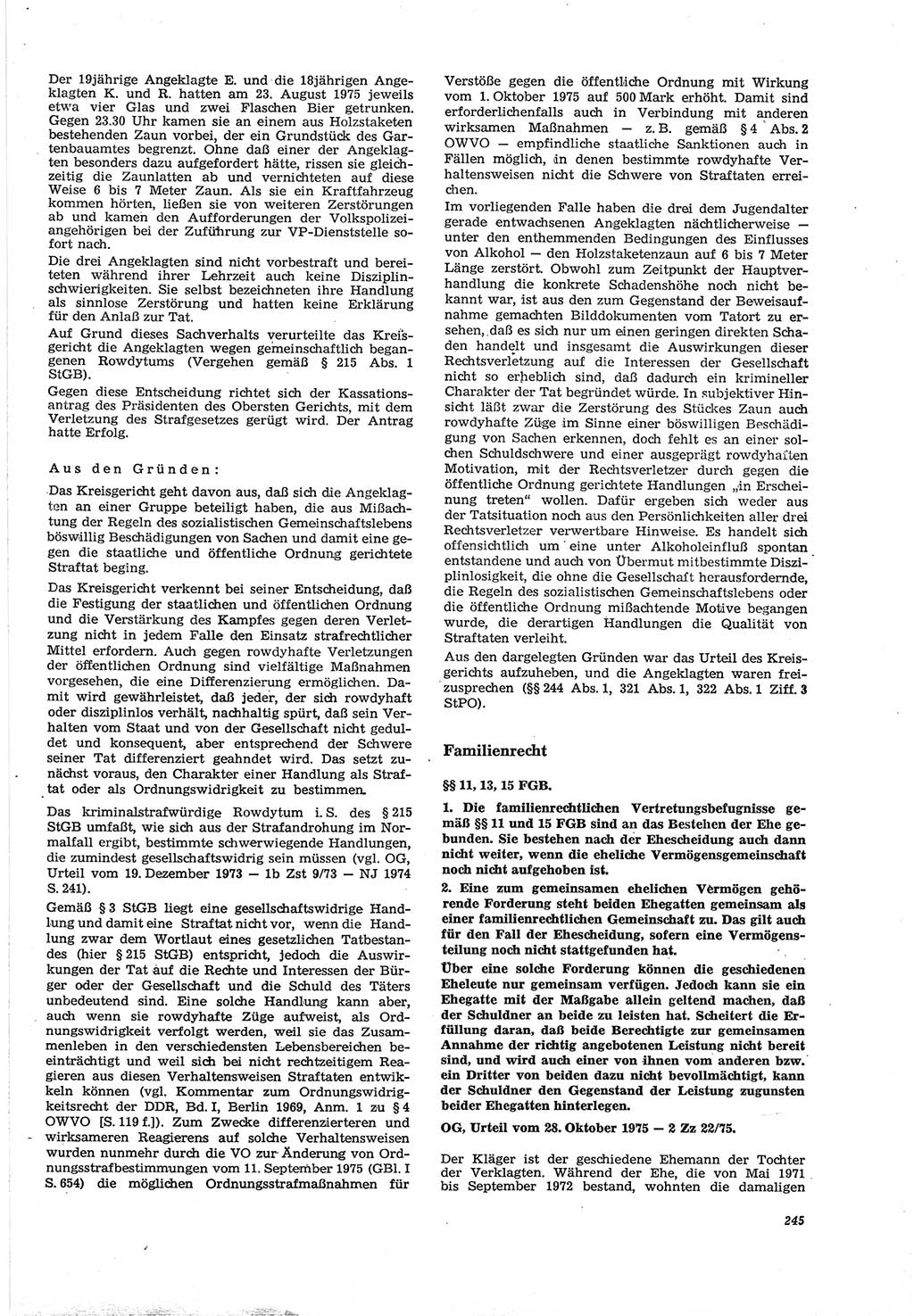 Neue Justiz (NJ), Zeitschrift für Recht und Rechtswissenschaft [Deutsche Demokratische Republik (DDR)], 30. Jahrgang 1976, Seite 245 (NJ DDR 1976, S. 245)