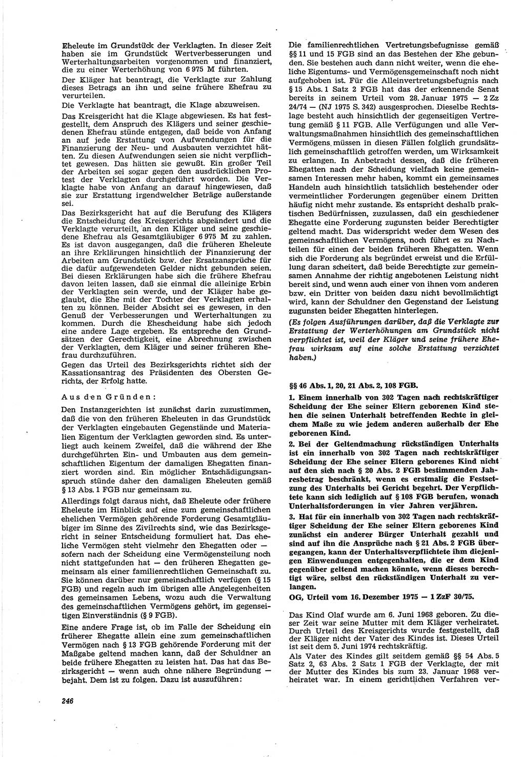 Neue Justiz (NJ), Zeitschrift für Recht und Rechtswissenschaft [Deutsche Demokratische Republik (DDR)], 30. Jahrgang 1976, Seite 246 (NJ DDR 1976, S. 246)