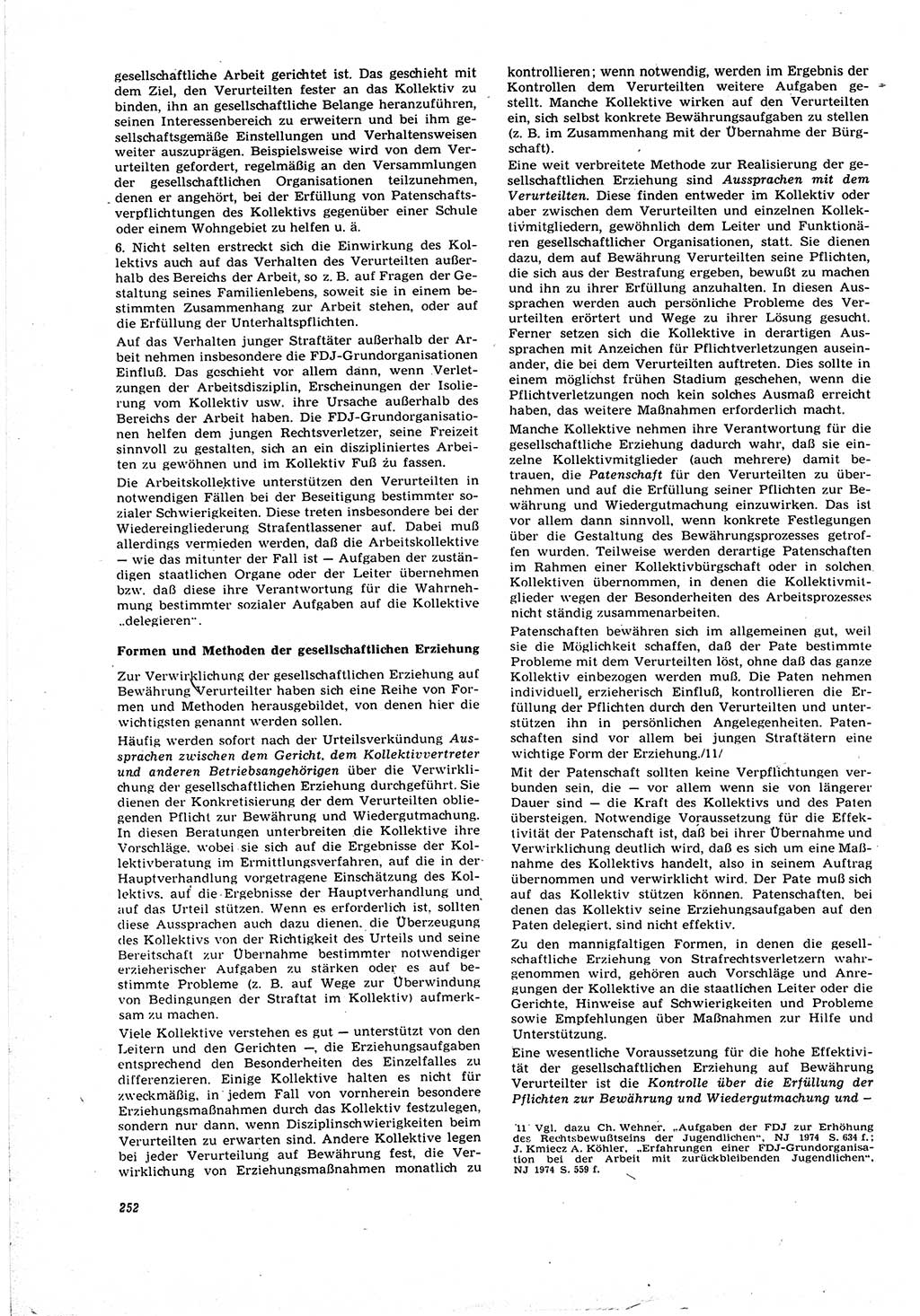 Neue Justiz (NJ), Zeitschrift für Recht und Rechtswissenschaft [Deutsche Demokratische Republik (DDR)], 30. Jahrgang 1976, Seite 252 (NJ DDR 1976, S. 252)