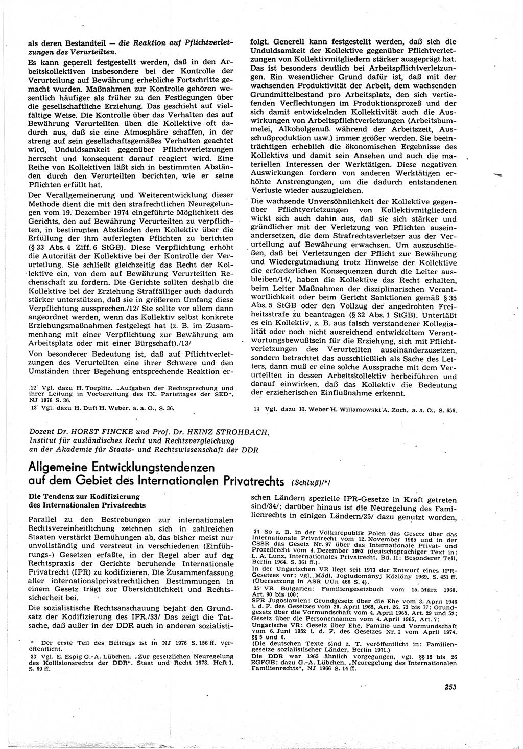 Neue Justiz (NJ), Zeitschrift für Recht und Rechtswissenschaft [Deutsche Demokratische Republik (DDR)], 30. Jahrgang 1976, Seite 253 (NJ DDR 1976, S. 253)