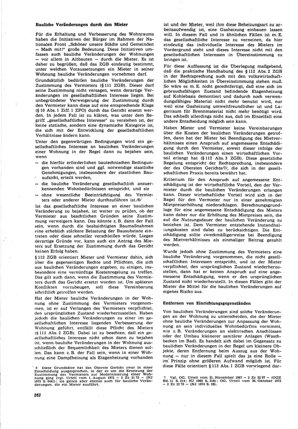 Neue Justiz (NJ), Zeitschrift für Recht und Rechtswissenschaft [Deutsche Demokratische Republik (DDR)], 30. Jahrgang 1976, Seite 262 (NJ DDR 1976, S. 262)