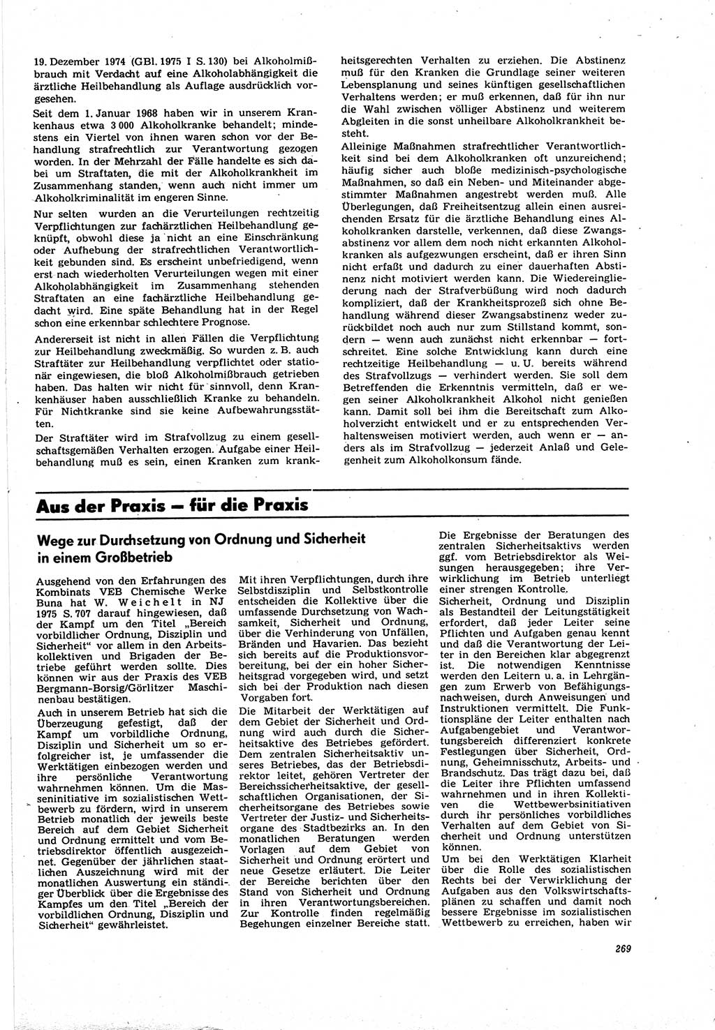 Neue Justiz (NJ), Zeitschrift für Recht und Rechtswissenschaft [Deutsche Demokratische Republik (DDR)], 30. Jahrgang 1976, Seite 269 (NJ DDR 1976, S. 269)