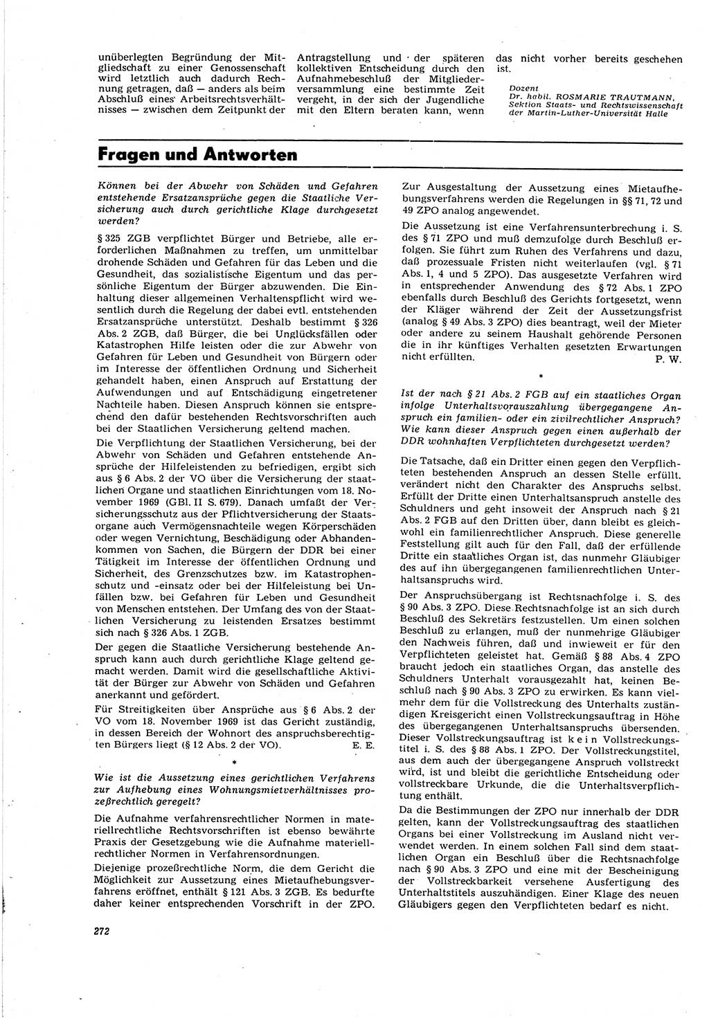 Neue Justiz (NJ), Zeitschrift für Recht und Rechtswissenschaft [Deutsche Demokratische Republik (DDR)], 30. Jahrgang 1976, Seite 272 (NJ DDR 1976, S. 272)