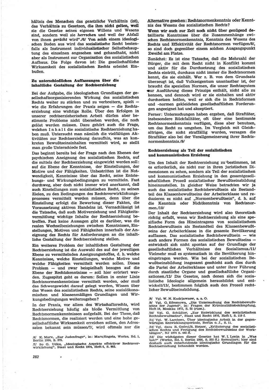 Neue Justiz (NJ), Zeitschrift für Recht und Rechtswissenschaft [Deutsche Demokratische Republik (DDR)], 30. Jahrgang 1976, Seite 282 (NJ DDR 1976, S. 282)