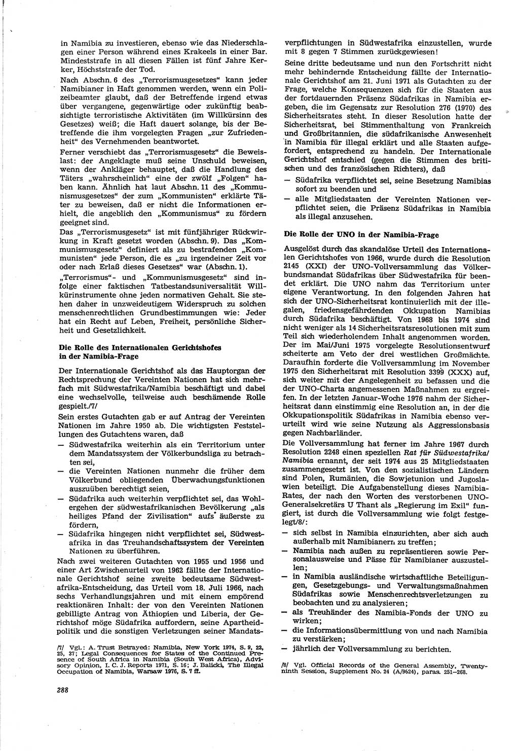 Neue Justiz (NJ), Zeitschrift für Recht und Rechtswissenschaft [Deutsche Demokratische Republik (DDR)], 30. Jahrgang 1976, Seite 288 (NJ DDR 1976, S. 288)