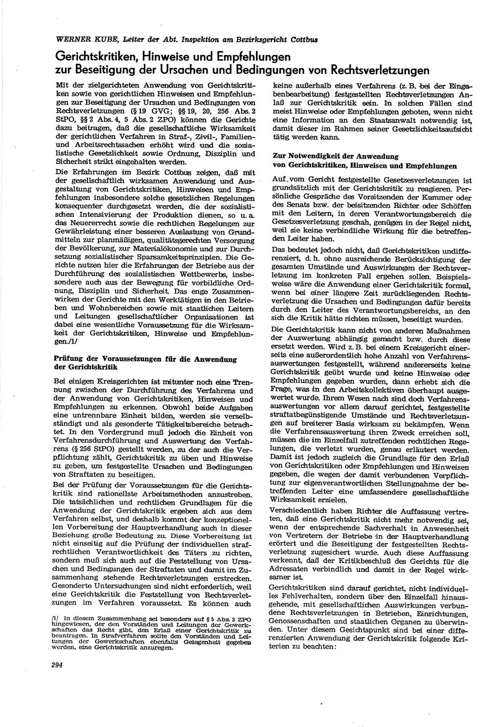 Neue Justiz (NJ), Zeitschrift für Recht und Rechtswissenschaft [Deutsche Demokratische Republik (DDR)], 30. Jahrgang 1976, Seite 294 (NJ DDR 1976, S. 294)