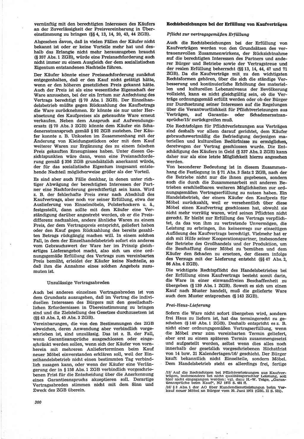 Neue Justiz (NJ), Zeitschrift für Recht und Rechtswissenschaft [Deutsche Demokratische Republik (DDR)], 30. Jahrgang 1976, Seite 300 (NJ DDR 1976, S. 300)
