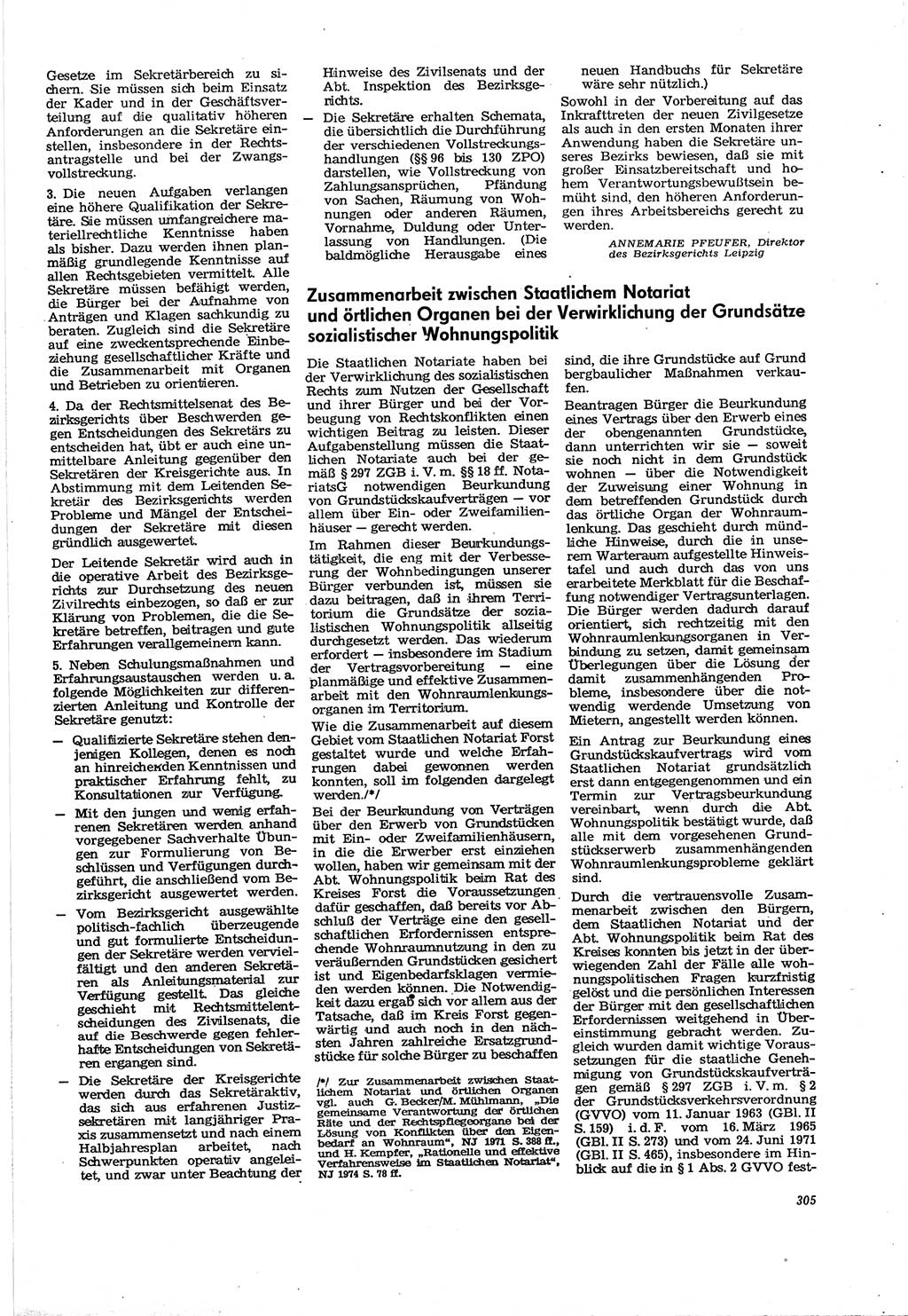 Neue Justiz (NJ), Zeitschrift für Recht und Rechtswissenschaft [Deutsche Demokratische Republik (DDR)], 30. Jahrgang 1976, Seite 305 (NJ DDR 1976, S. 305)