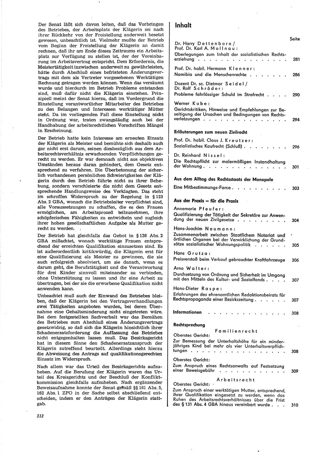 Neue Justiz (NJ), Zeitschrift für Recht und Rechtswissenschaft [Deutsche Demokratische Republik (DDR)], 30. Jahrgang 1976, Seite 312 (NJ DDR 1976, S. 312)