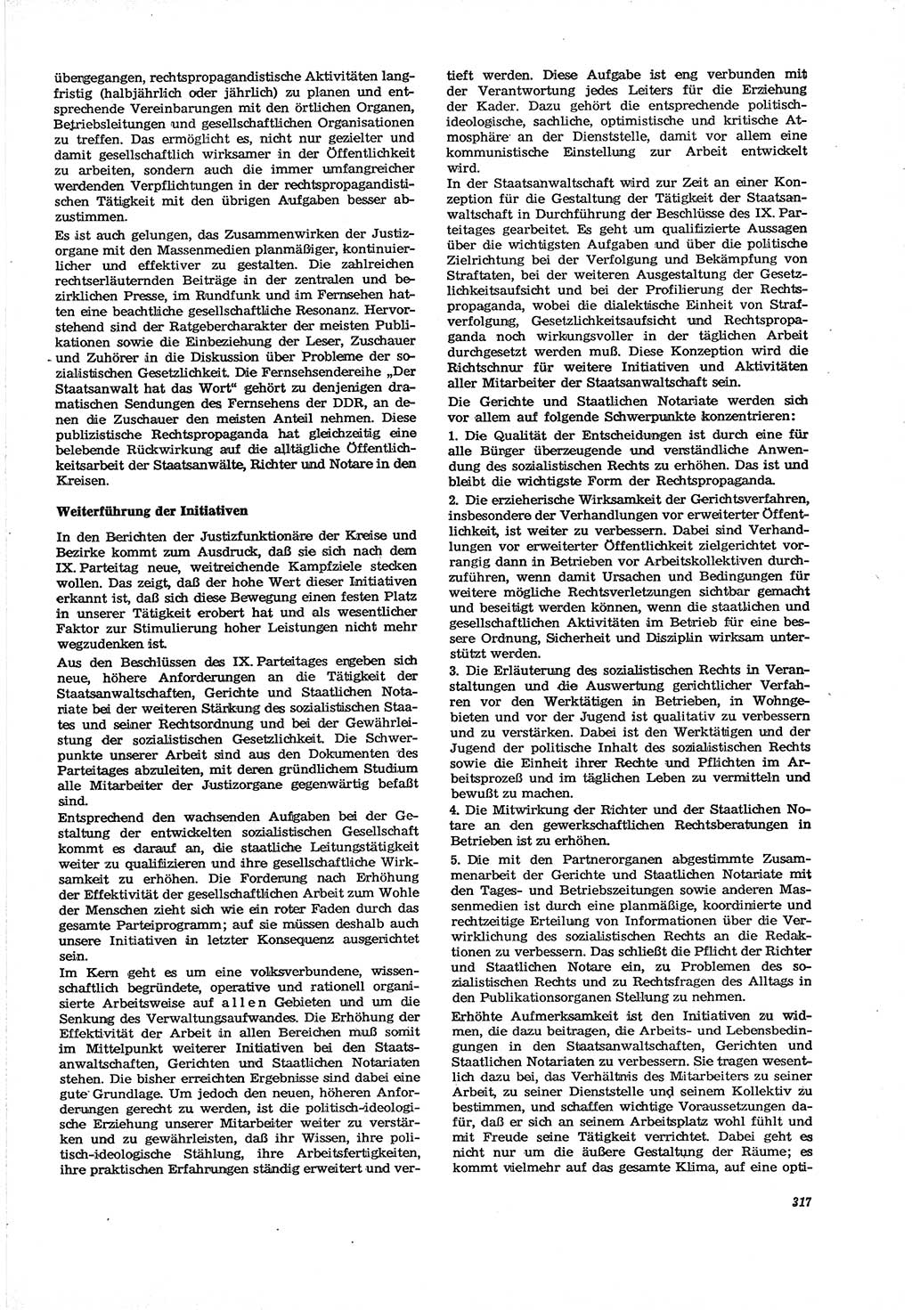Neue Justiz (NJ), Zeitschrift für Recht und Rechtswissenschaft [Deutsche Demokratische Republik (DDR)], 30. Jahrgang 1976, Seite 317 (NJ DDR 1976, S. 317)