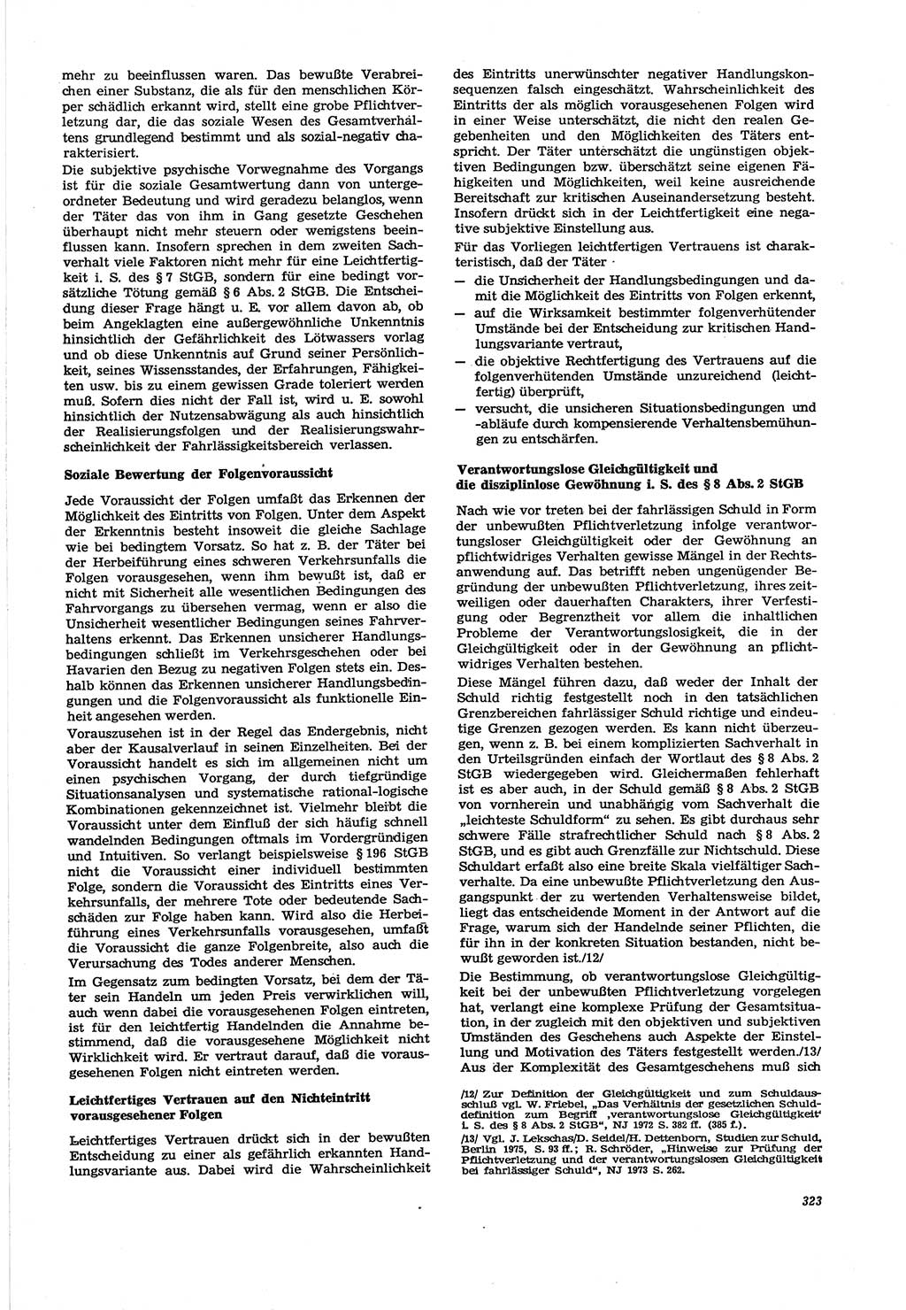 Neue Justiz (NJ), Zeitschrift für Recht und Rechtswissenschaft [Deutsche Demokratische Republik (DDR)], 30. Jahrgang 1976, Seite 323 (NJ DDR 1976, S. 323)