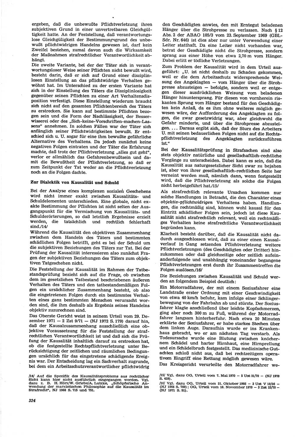 Neue Justiz (NJ), Zeitschrift für Recht und Rechtswissenschaft [Deutsche Demokratische Republik (DDR)], 30. Jahrgang 1976, Seite 324 (NJ DDR 1976, S. 324)