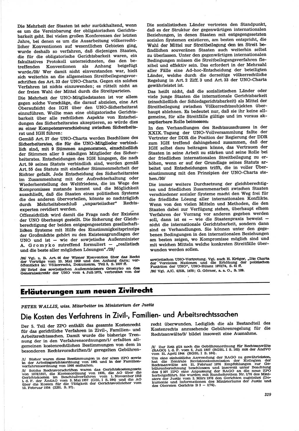 Neue Justiz (NJ), Zeitschrift für Recht und Rechtswissenschaft [Deutsche Demokratische Republik (DDR)], 30. Jahrgang 1976, Seite 329 (NJ DDR 1976, S. 329)