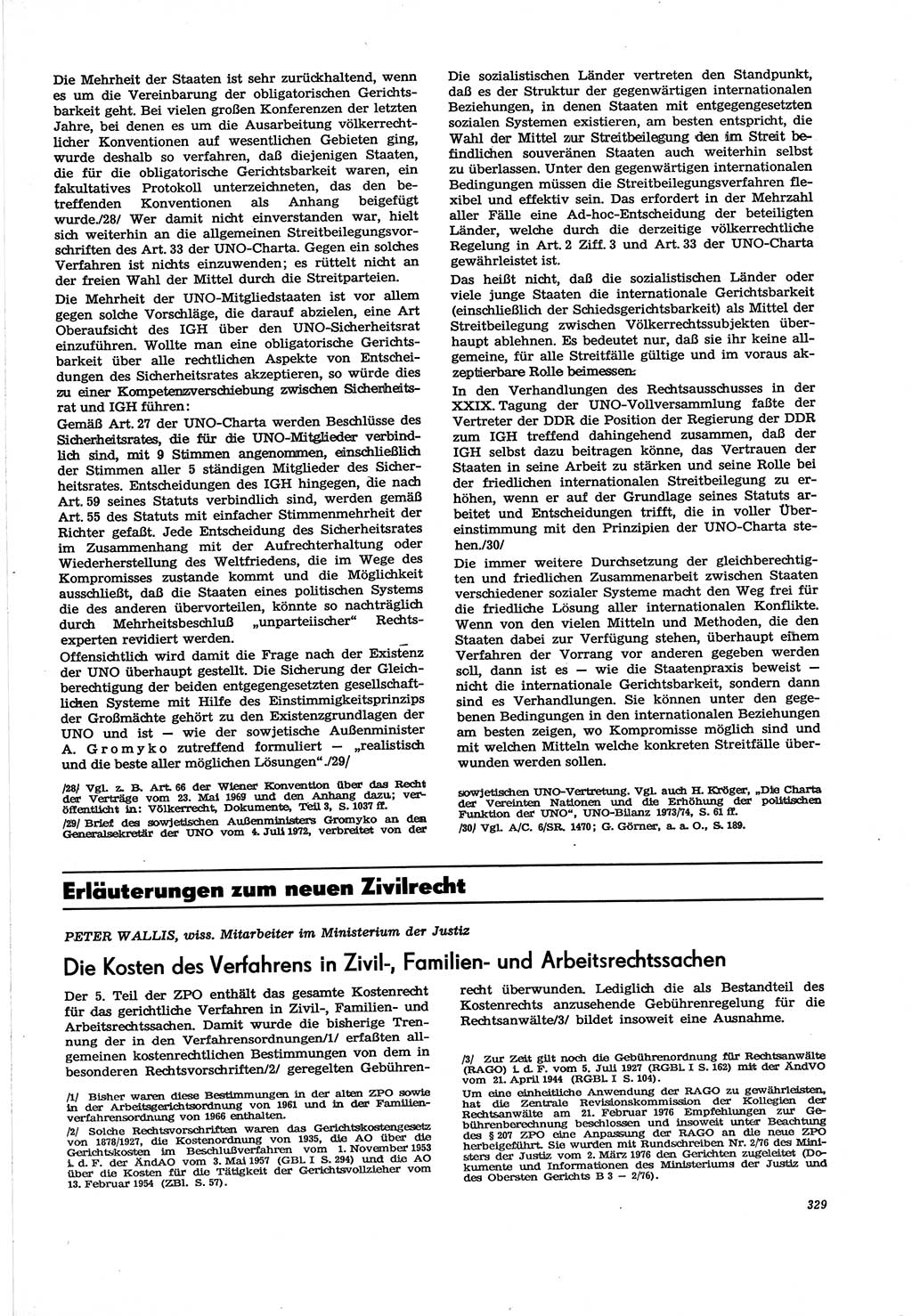 Neue Justiz (NJ), Zeitschrift für Recht und Rechtswissenschaft [Deutsche Demokratische Republik (DDR)], 30. Jahrgang 1976, Seite 329 (NJ DDR 1976, S. 329)